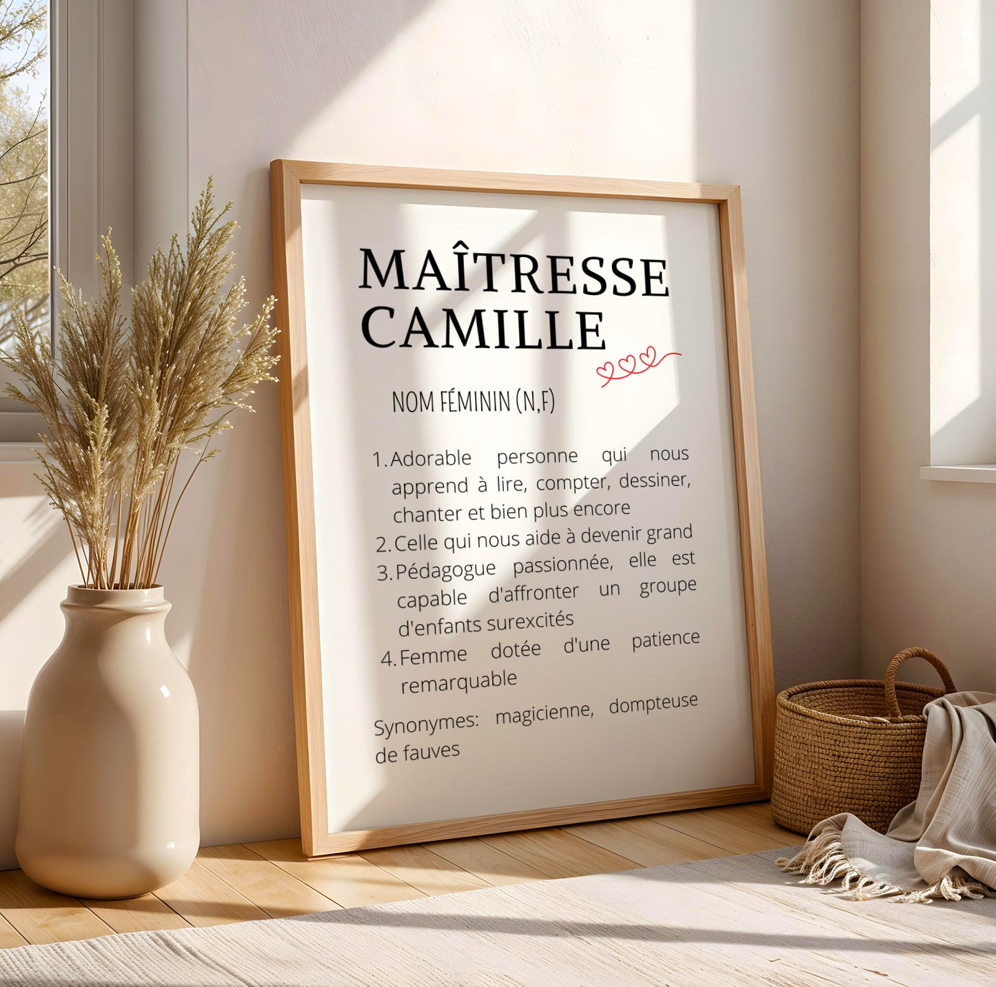 Affiche définition maitresse personnalisée - cadeau maitresse personnalisée - cadre maitresse