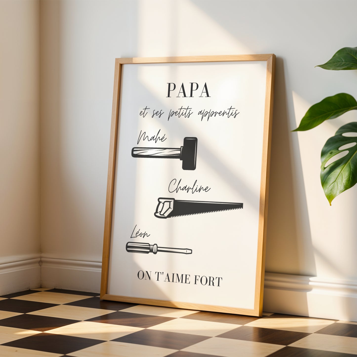 Affiche Papa Personnalisée avec Outils et Prénoms – Cadeau Unique Fête des Pères 2026 - Image 7