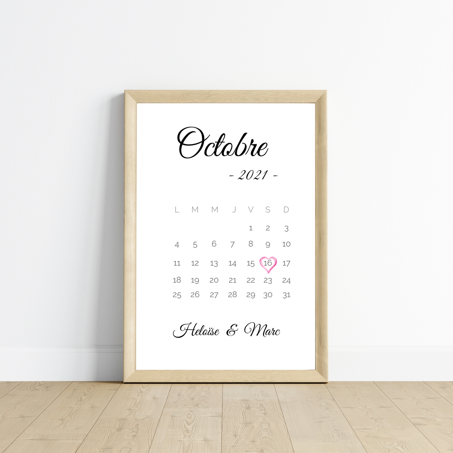 Affiche personnalisée couple avec prénoms et date de rencontre - cadeau personnalisé couple par Le Temps des Paillettes