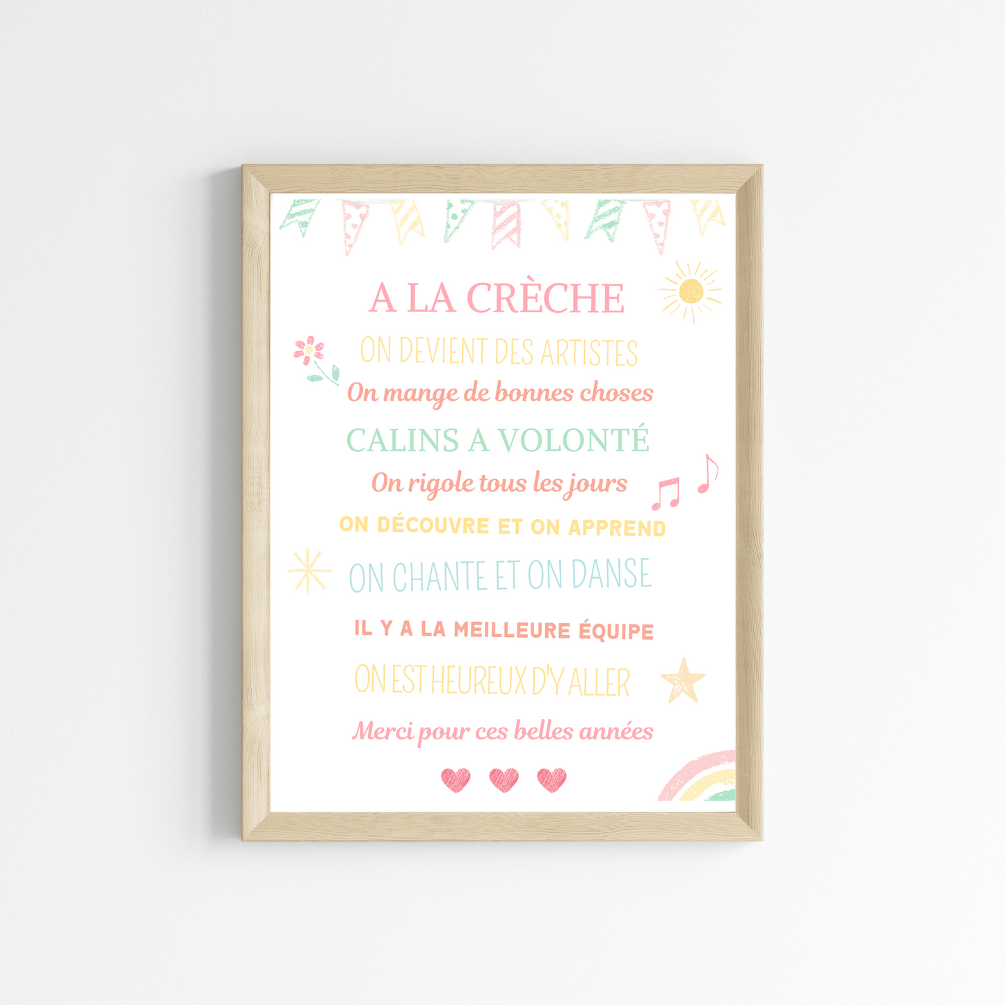 Affiche a la crèche personnalisé - poster merci crèche - cadeau crèche personnalisé par Le Temps des Paillettes - Le Temps des Paillettes
