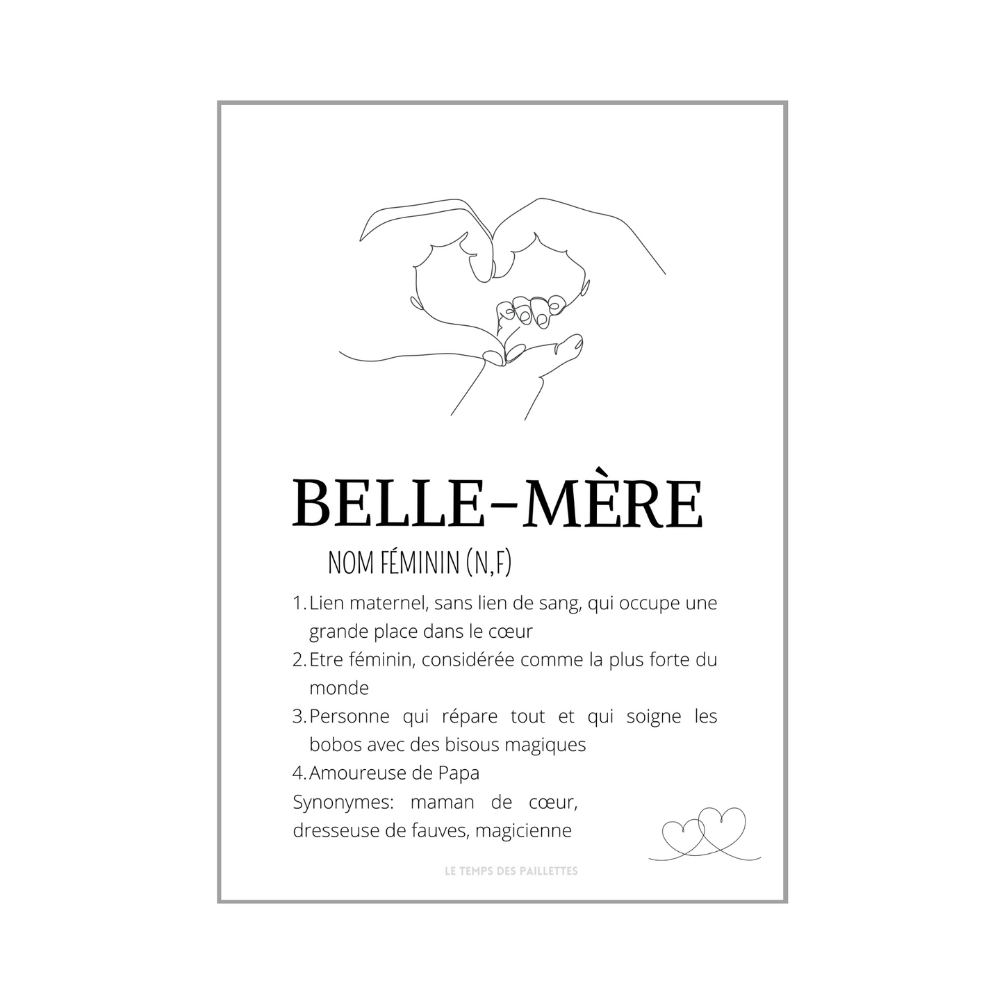 Affiche Définition belle mère personnalisée - Cadeau fête des mères - cadeau pour belle maman par Le Temps des Paillettes - Le Temps des Paillettes