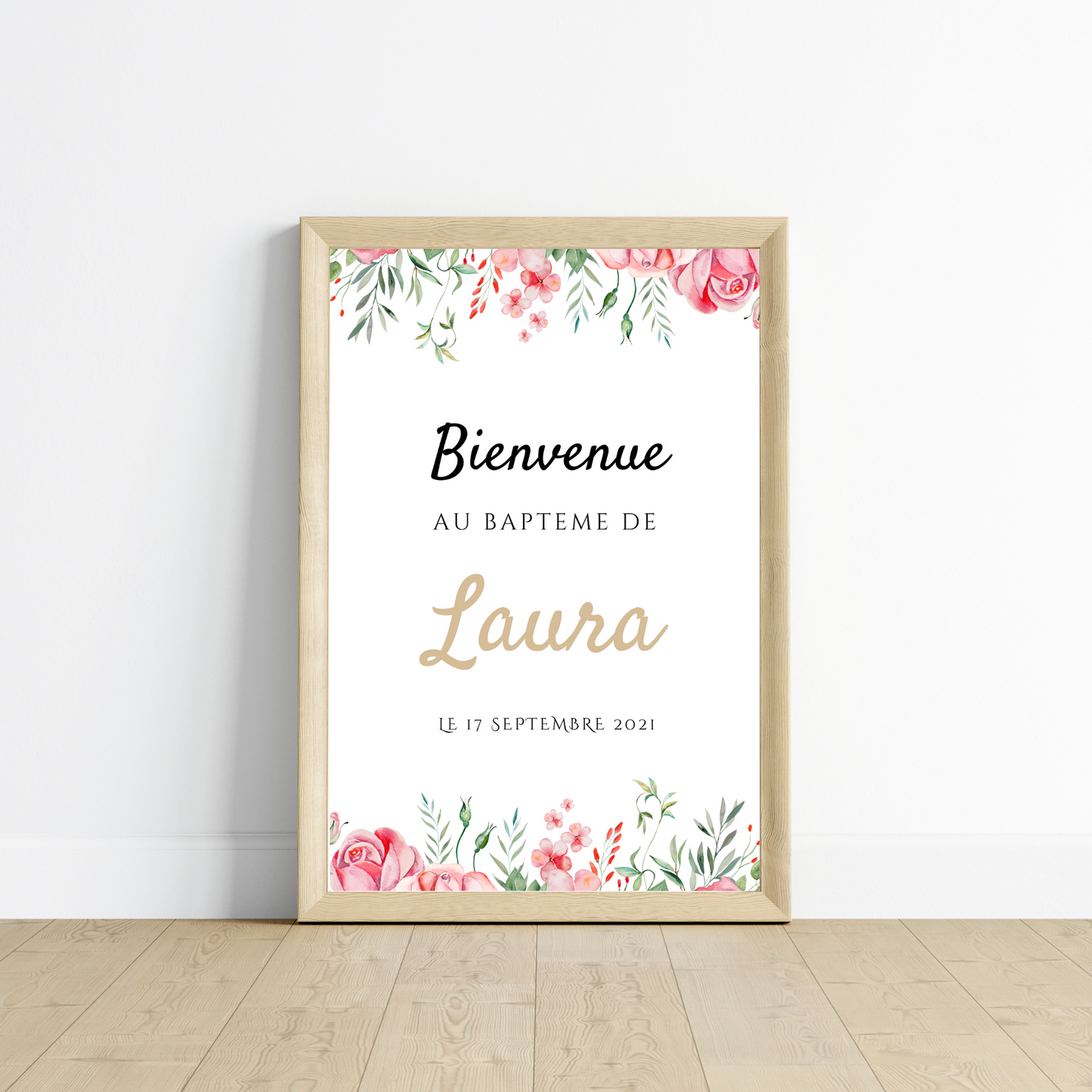 Affiche bienvenue baptême / anniversaire personnalisée - Panneau de bienvenue pour bapteme par le Temps des Paillettes - Le Temps des Paillettes