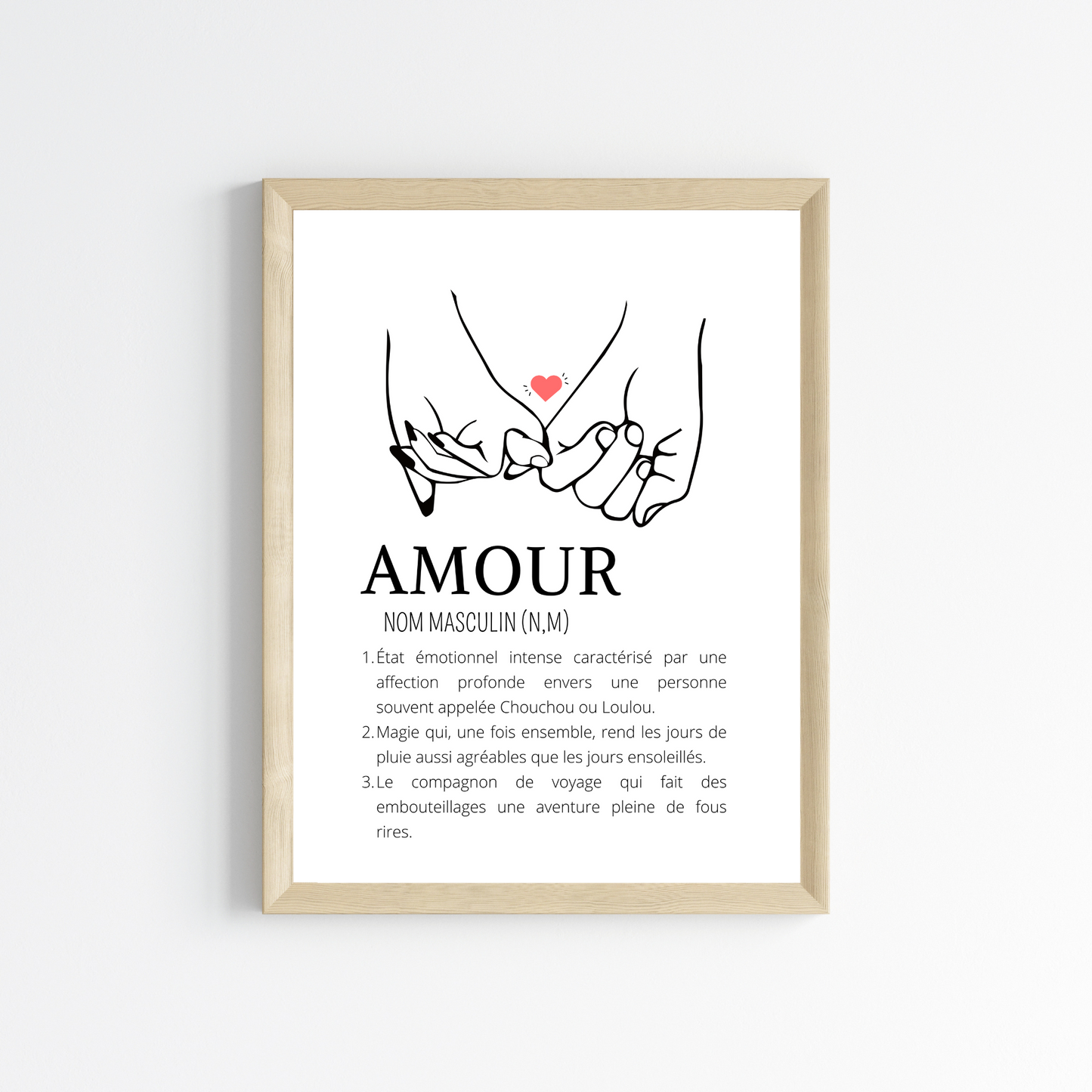 Affiche définition amour - Affiche couple minimaliste - Cadeau de Saint valentin par Le Temps des Paillettes - Le Temps des Paillettes