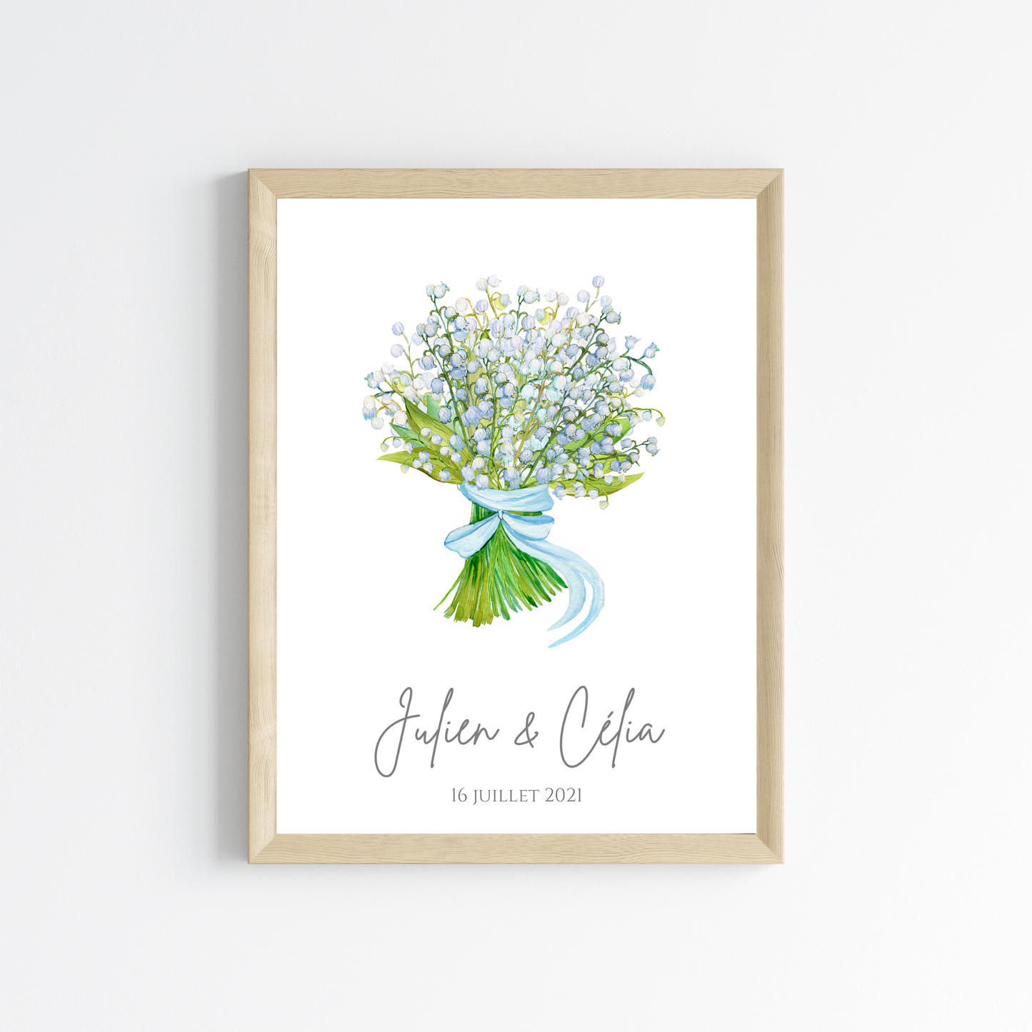 Affiche couple noce de muguet - 13 ans de mariage - affiche anniversaire de mariage par Le Temps des Paillettes - Le Temps des Paillettes