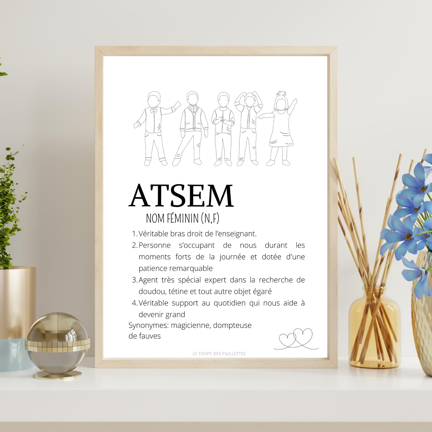 Affiche définition ATSEM personnalisée - cadeau ATSEM personnalisée - cadre ATSEM par Le Temps des Paillettes - Le Temps des Paillettes