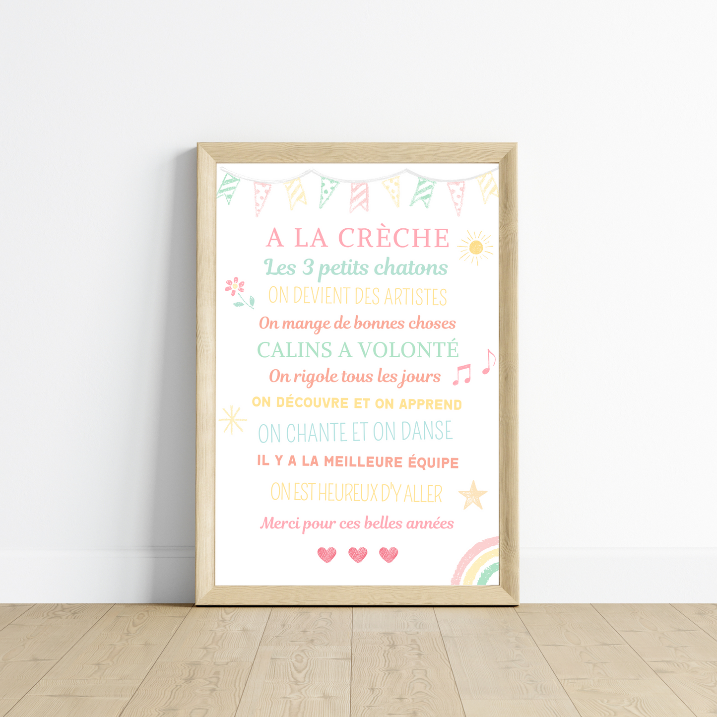 Affiche a la crèche personnalisé - poster merci crèche - cadeau crèche personnalisé par Le Temps des Paillettes - Le Temps des Paillettes