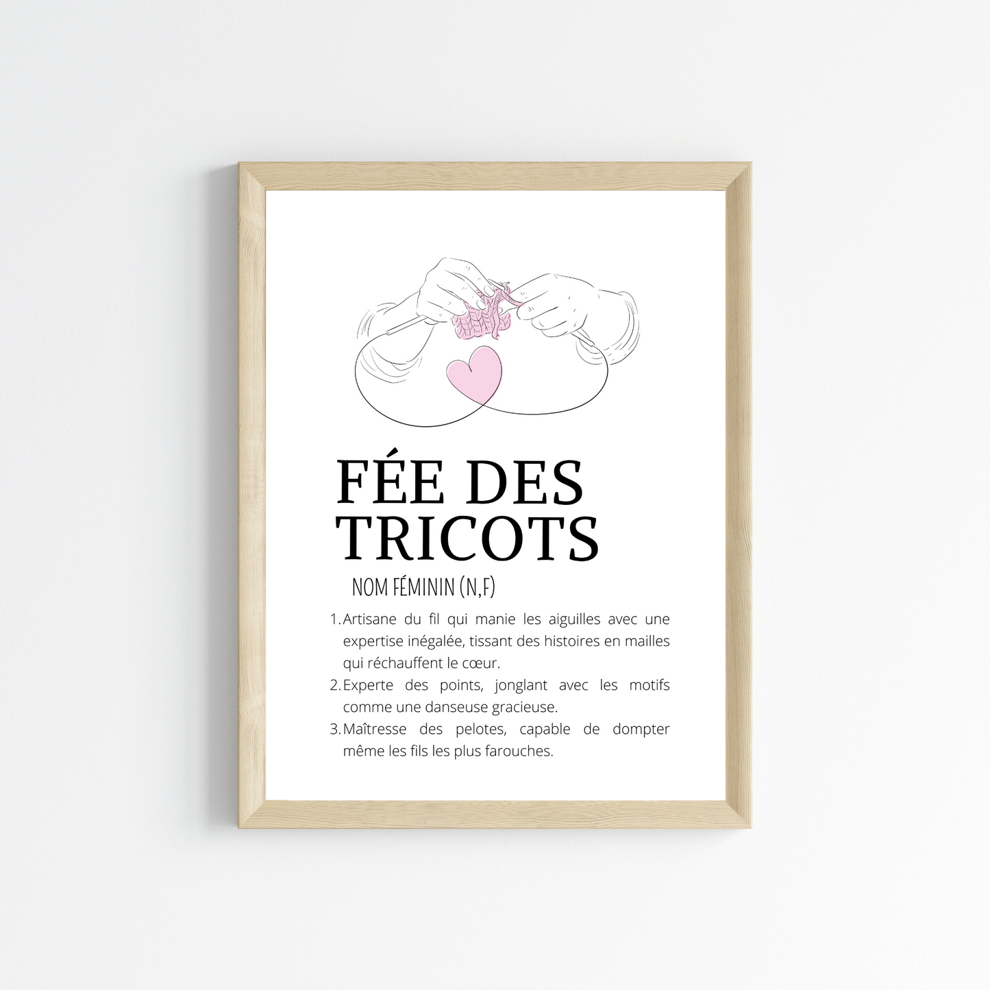 Affiche définition fée des Tricots - Affiche couturière tricoteuse par Le Temps des Paillettes - Le Temps des Paillettes