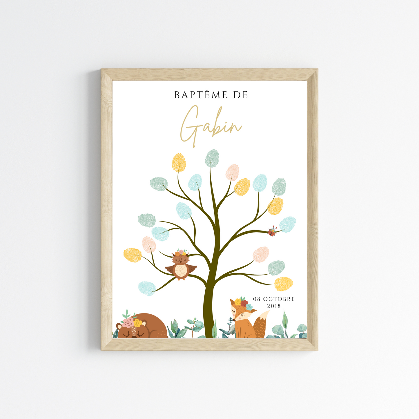 Arbre à empreintes personnalisé baptême / anniversaire - Affiche à télécharger par le Temps des Paillettes - Le Temps des Paillettes