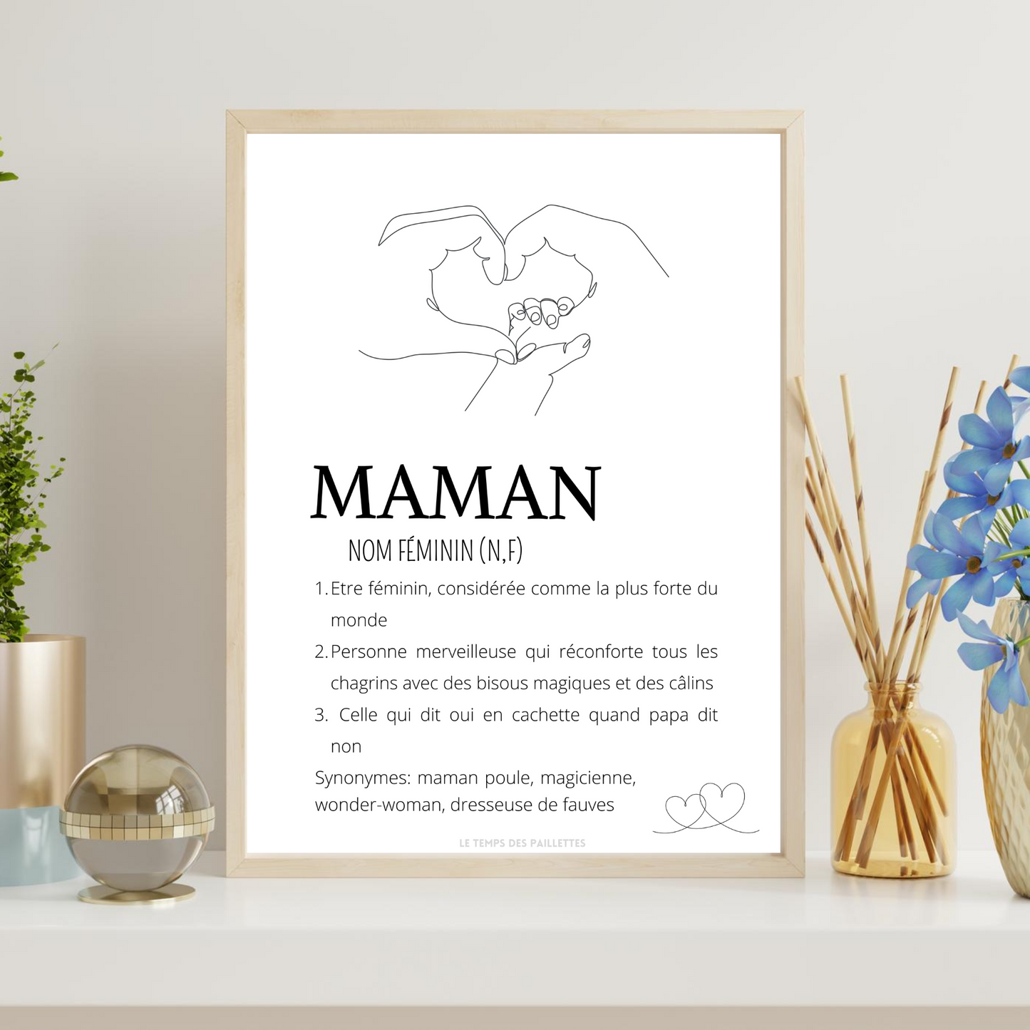Affiche Définition maman personnalisée - Poster maman personnalisé - Cadeau personnalisé maman par Le Temps des Paillettes - Le Temps des Paillettes
