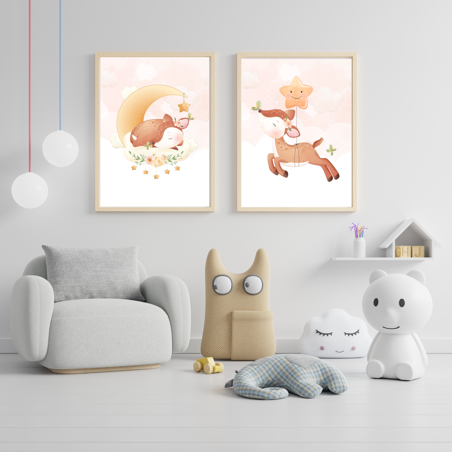 Affiches enfant biche - Affiche de Naissance animaux - Cadeau de naissance personnalisé par Le Temps des Paillettes - Le Temps des Paillettes