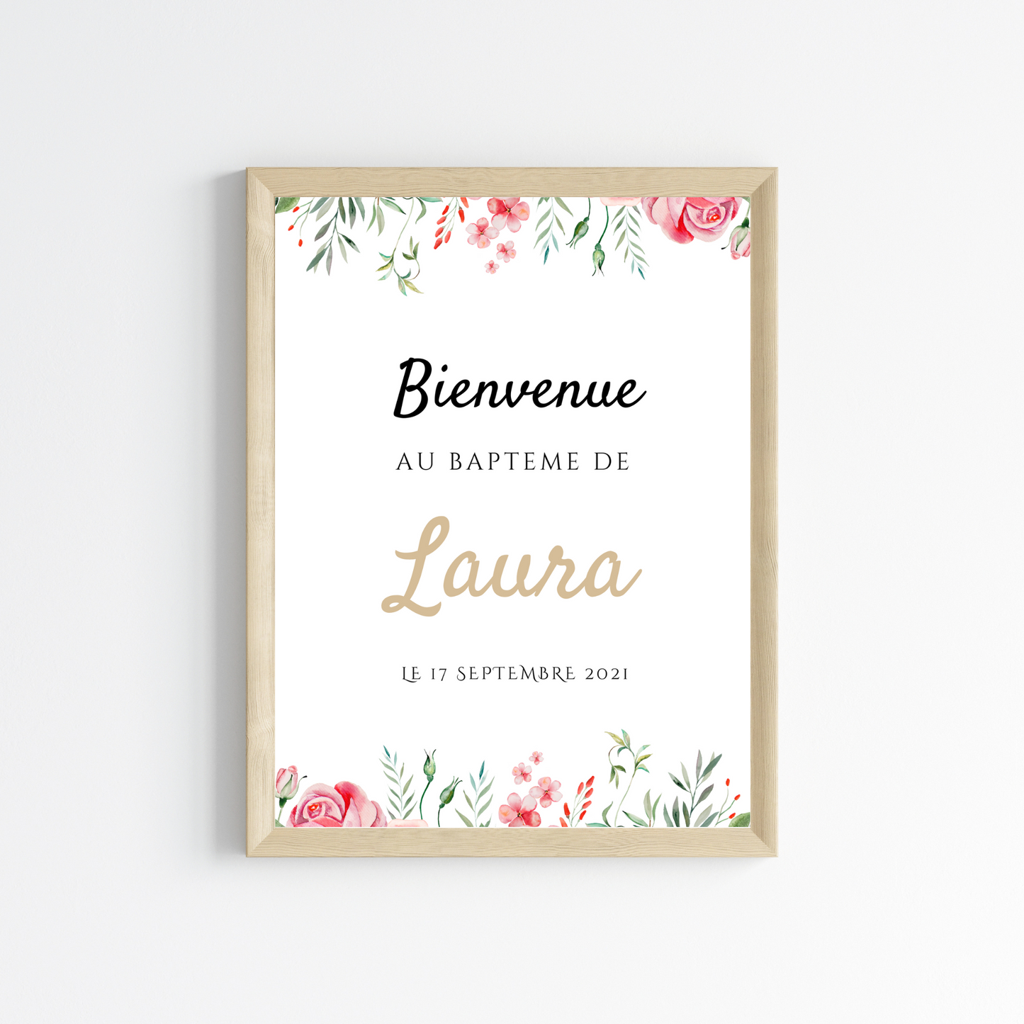 Affiche bienvenue baptême / anniversaire personnalisée - Panneau de bienvenue pour bapteme par le Temps des Paillettes - Le Temps des Paillettes