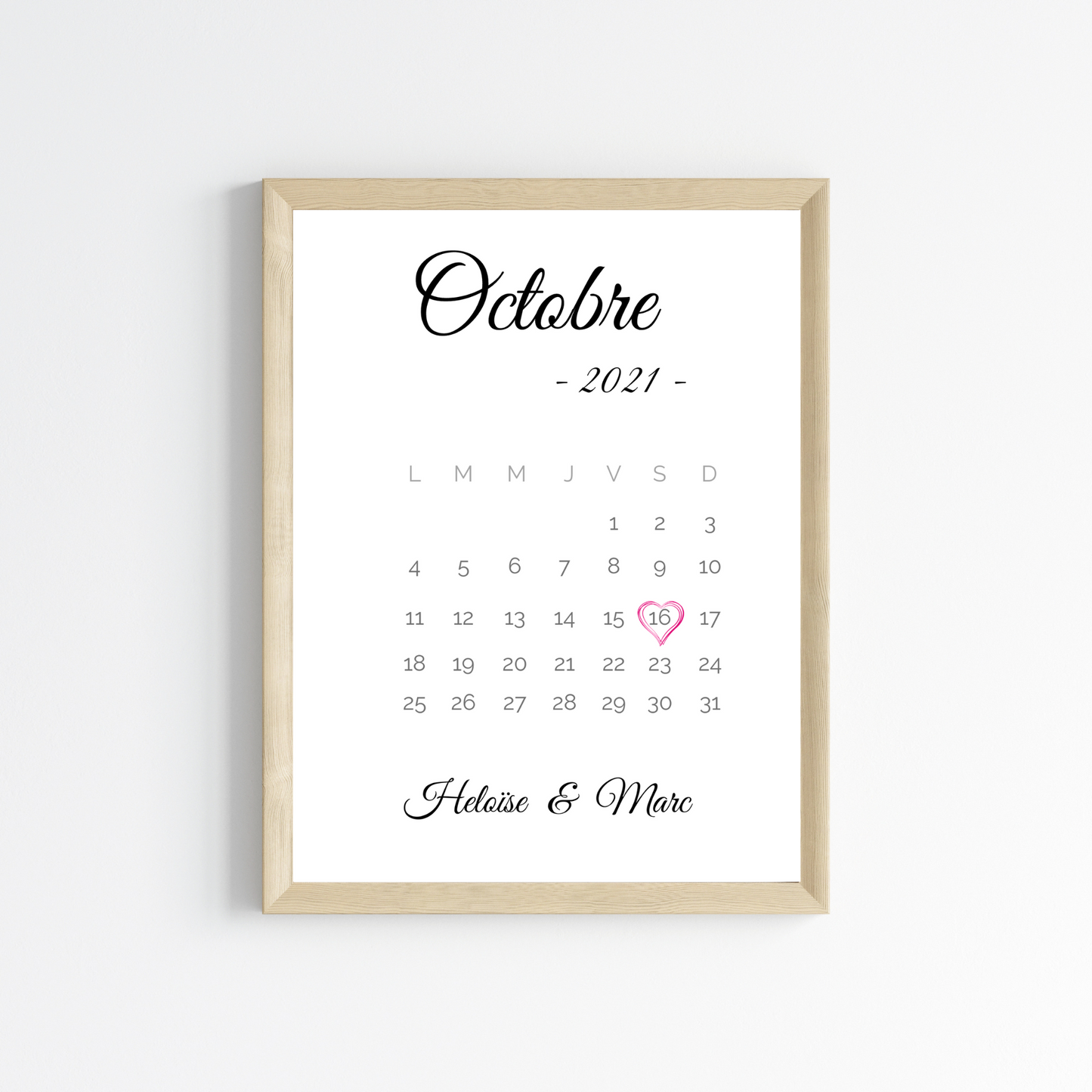 Affiche personnalisée couple avec prénoms et date de rencontre - cadeau personnalisé couple par Le Temps des Paillettes