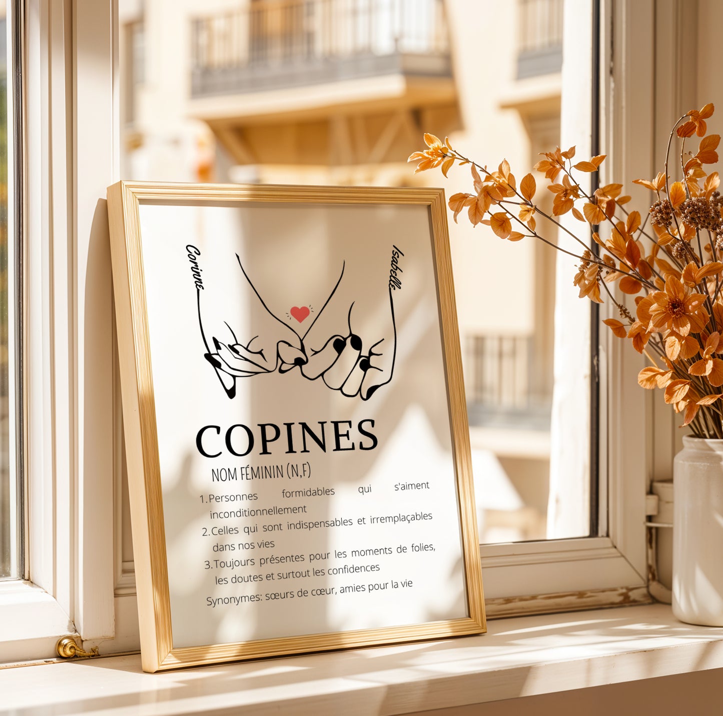 Affiche définition copines pinky swear - cadeau pour meilleures amies - cadeau minimaliste BFF par Le Temps des Paillettes