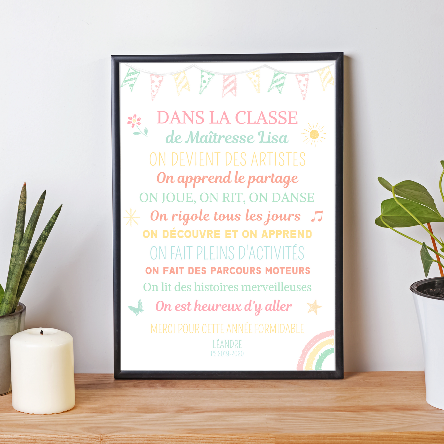 Affiche personnalisée Maitresse - Cadeau salle de classe - fin d'année scolaire personnalisable par Le Temps des Paillettes - Le Temps des Paillettes