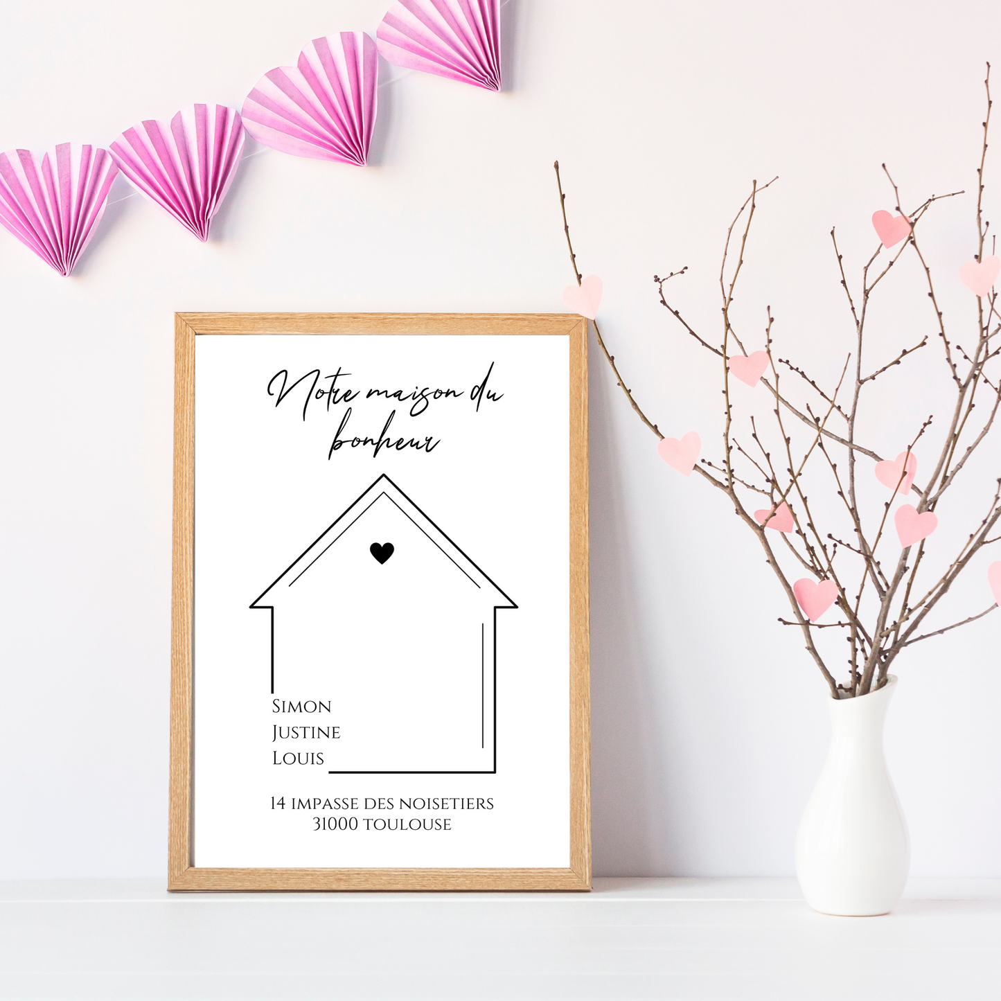 Affiche famille minimaliste, Affiche Maison personnalisée avec prénoms - Cadeau personnalisé par Le Temps des Paillettes - Le Temps des Paillettes