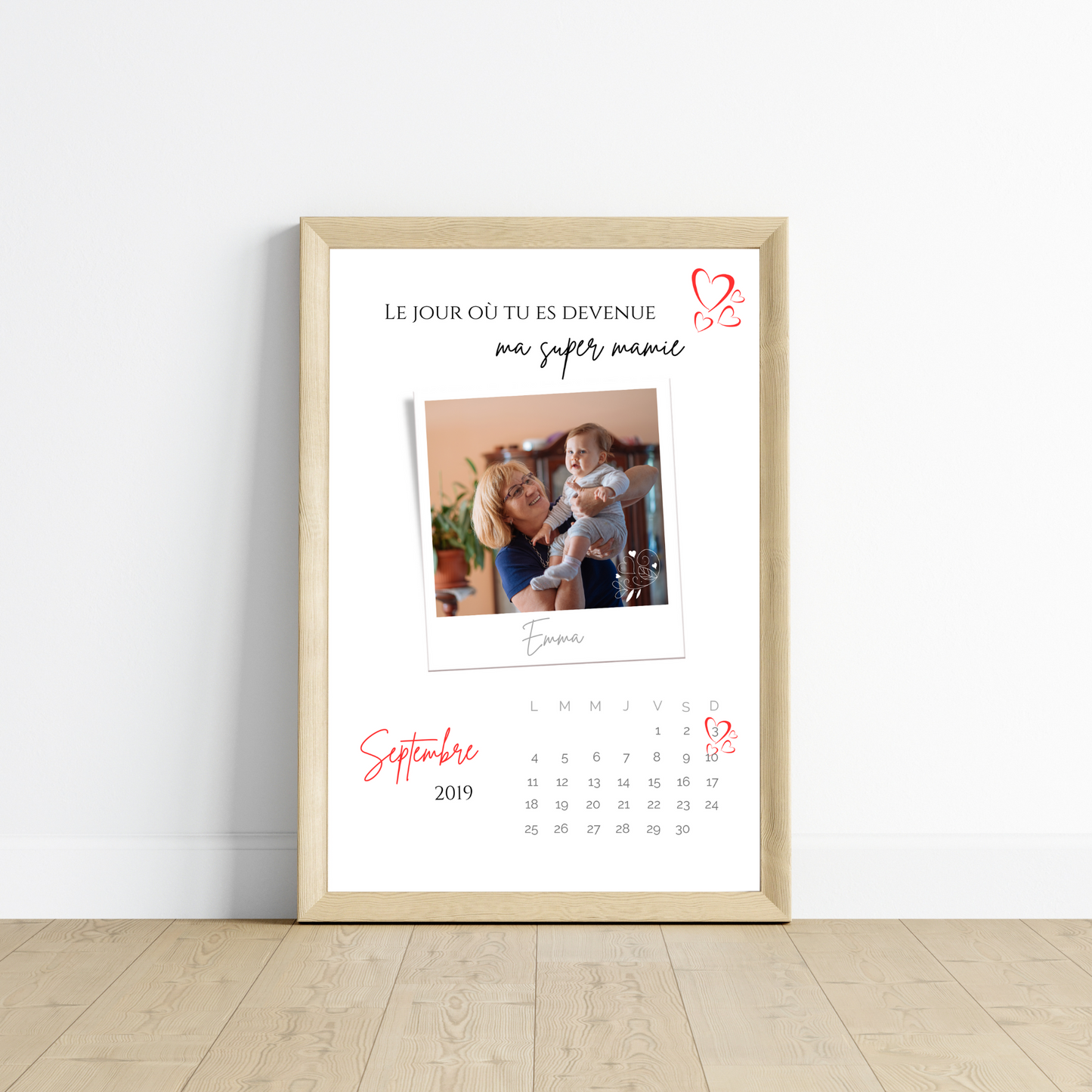 Affiche mamie et date de naissance - Affiche mamie personnalisée avec photo - cadeau mamie et petits enfants par Le Temps des Paillettes - Le Temps des Paillettes