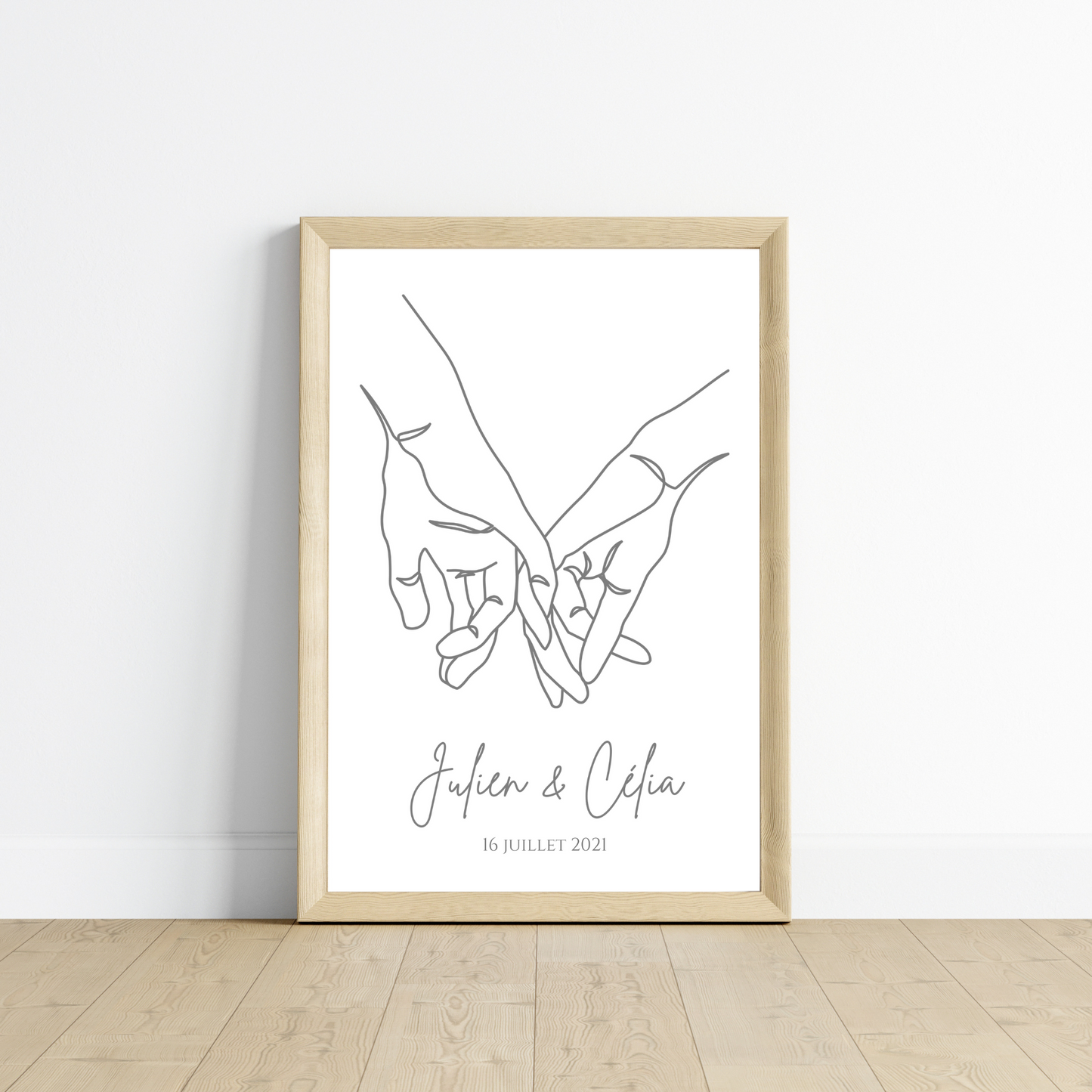 Affiche couple mains single line - Affiche couple minimaliste - Cadeau de Saint valentin par Le Temps des Paillettes