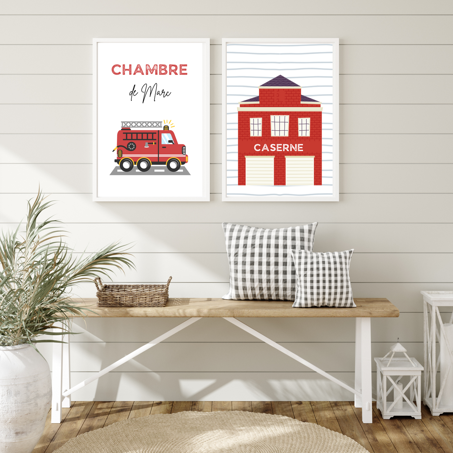 Affiches enfant pompier - Affiche chambre de garçon personnalisé - décoration pompier par Le Temps des Paillettes - Le Temps des Paillettes