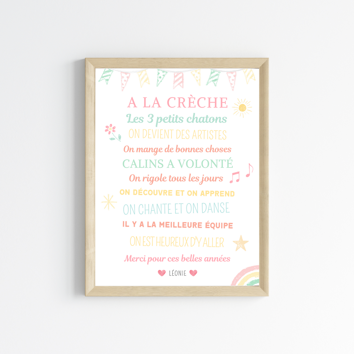Affiche a la crèche personnalisé - poster merci crèche - cadeau crèche personnalisé par Le Temps des Paillettes - Le Temps des Paillettes