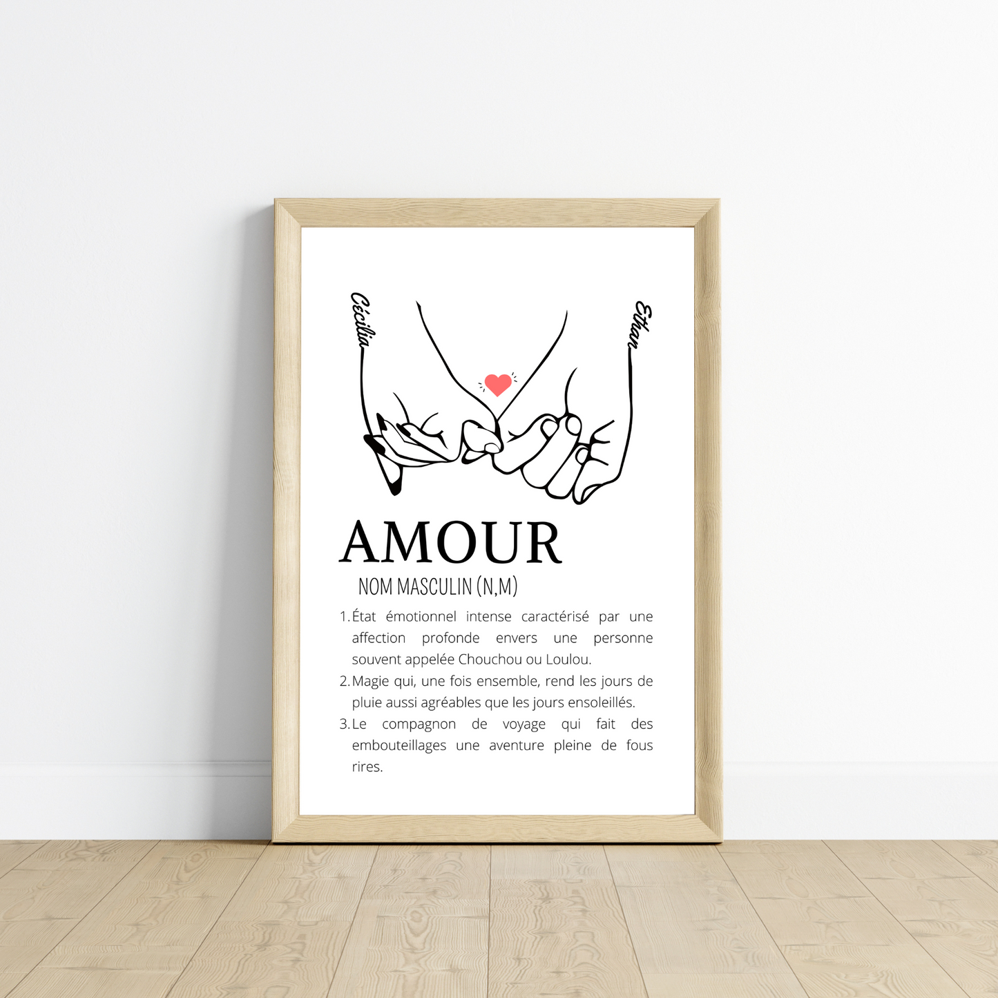 Affiche définition amour - Affiche couple minimaliste - Cadeau de Saint valentin par Le Temps des Paillettes - Le Temps des Paillettes