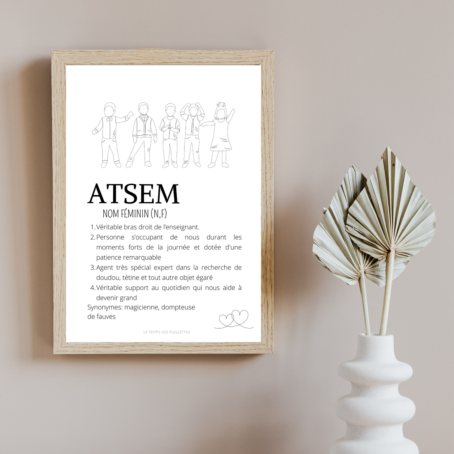 Affiche définition ATSEM personnalisée - cadeau ATSEM personnalisée - cadre ATSEM par Le Temps des Paillettes - Le Temps des Paillettes