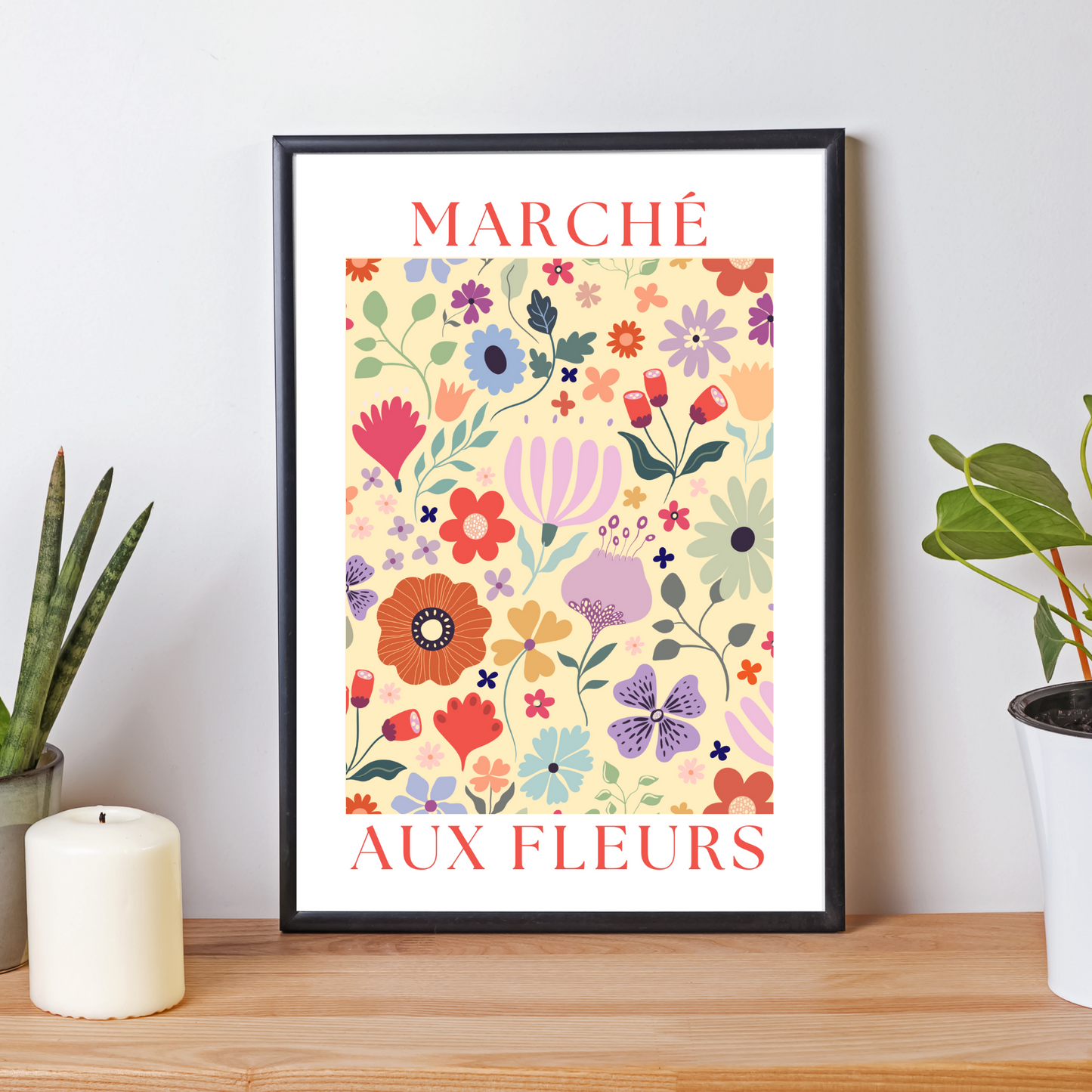 Affiche Marché aux Fleurs - décoration fleurs par le Temps des Paillettes - Le Temps des Paillettes