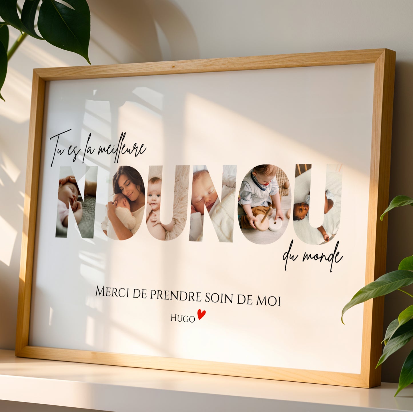 Affiche personnalisée Nounou avec photos – Mot NOUNOU illustré par vos images – Cadeau nounou unique et émouvant fin d’année scolaire - Image 4