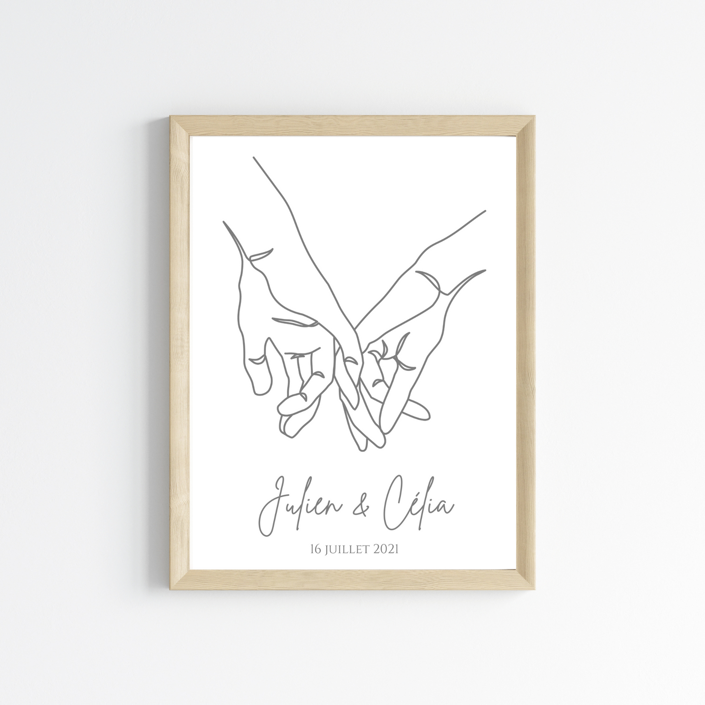 Affiche couple mains single line - Affiche couple minimaliste - Cadeau de Saint valentin par Le Temps des Paillettes