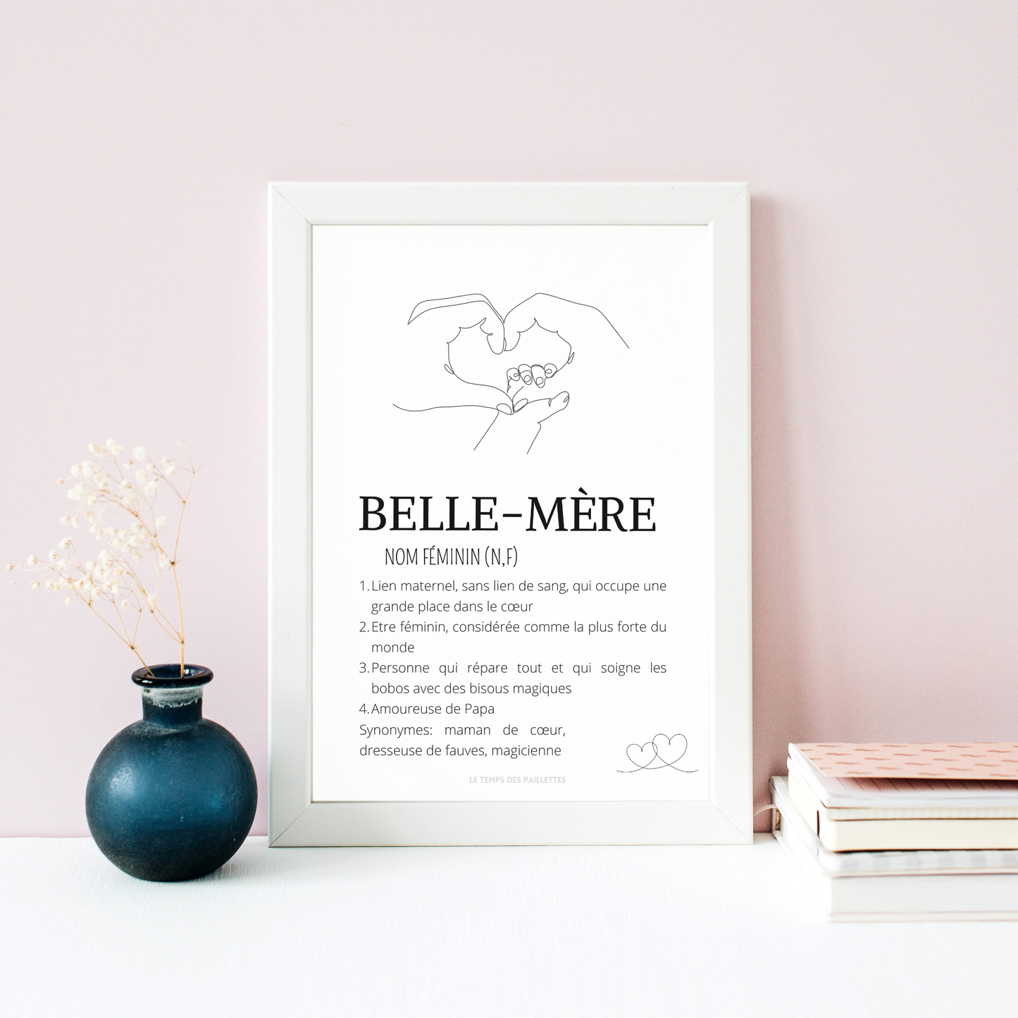 Affiche Définition belle mère personnalisée - Cadeau fête des mères - cadeau pour belle maman par Le Temps des Paillettes - Le Temps des Paillettes