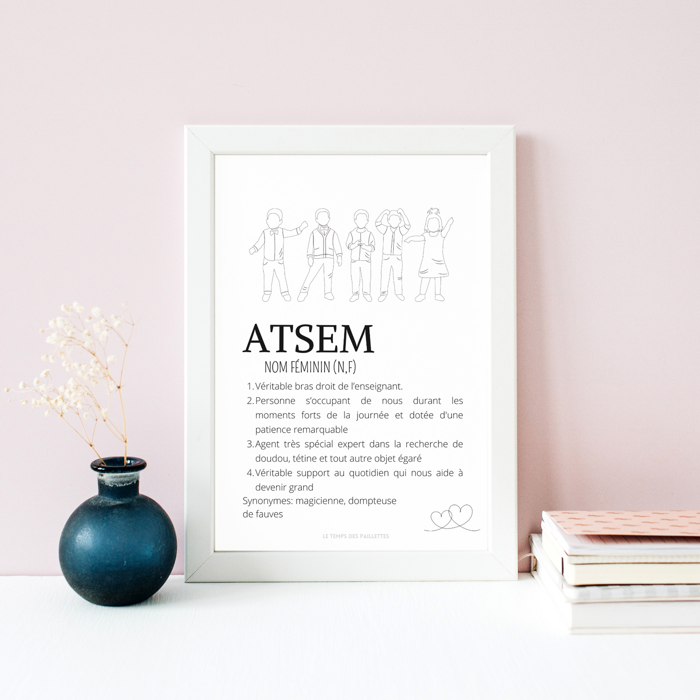 Affiche définition ATSEM personnalisée - cadeau ATSEM personnalisée - cadre ATSEM par Le Temps des Paillettes - Le Temps des Paillettes