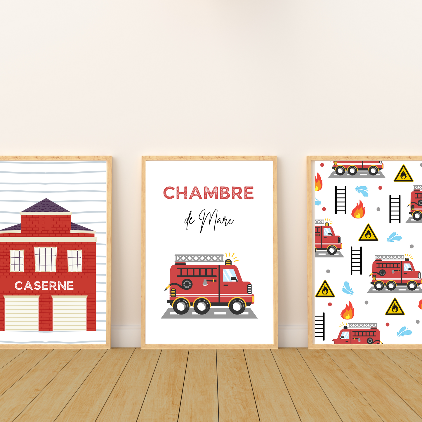 Affiches enfant pompier - Affiche chambre de garçon personnalisé - décoration pompier par Le Temps des Paillettes - Le Temps des Paillettes