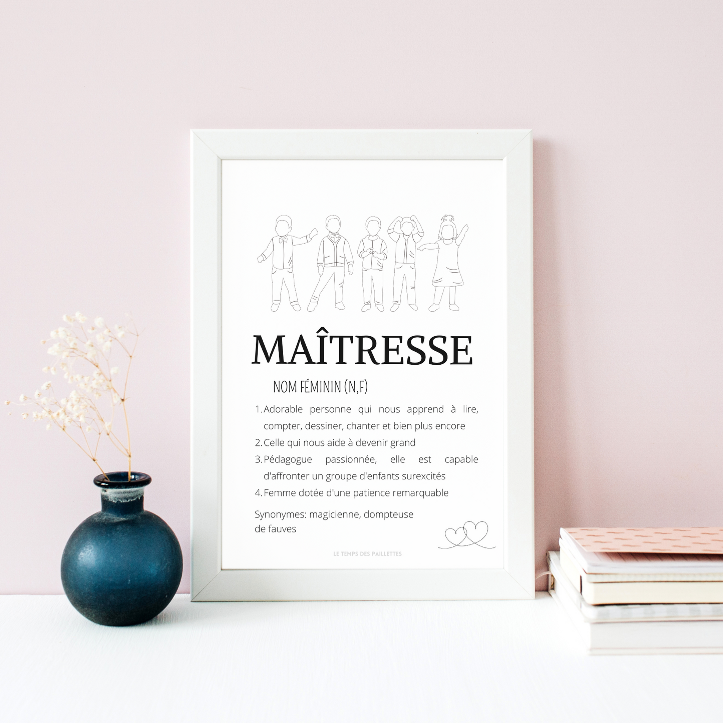 Affiche définition maitresse personnalisée - cadeau maitresse personnalisée - cadre maitresse par Le Temps des Paillettes - Le Temps des Paillettes