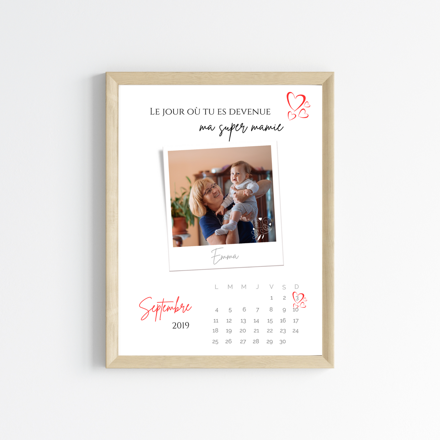 Affiche mamie et date de naissance - Affiche mamie personnalisée avec photo - cadeau mamie et petits enfants par Le Temps des Paillettes - Le Temps des Paillettes