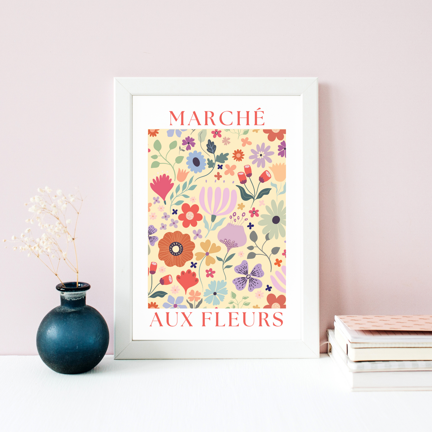Affiche Marché aux Fleurs - décoration fleurs par le Temps des Paillettes - Le Temps des Paillettes
