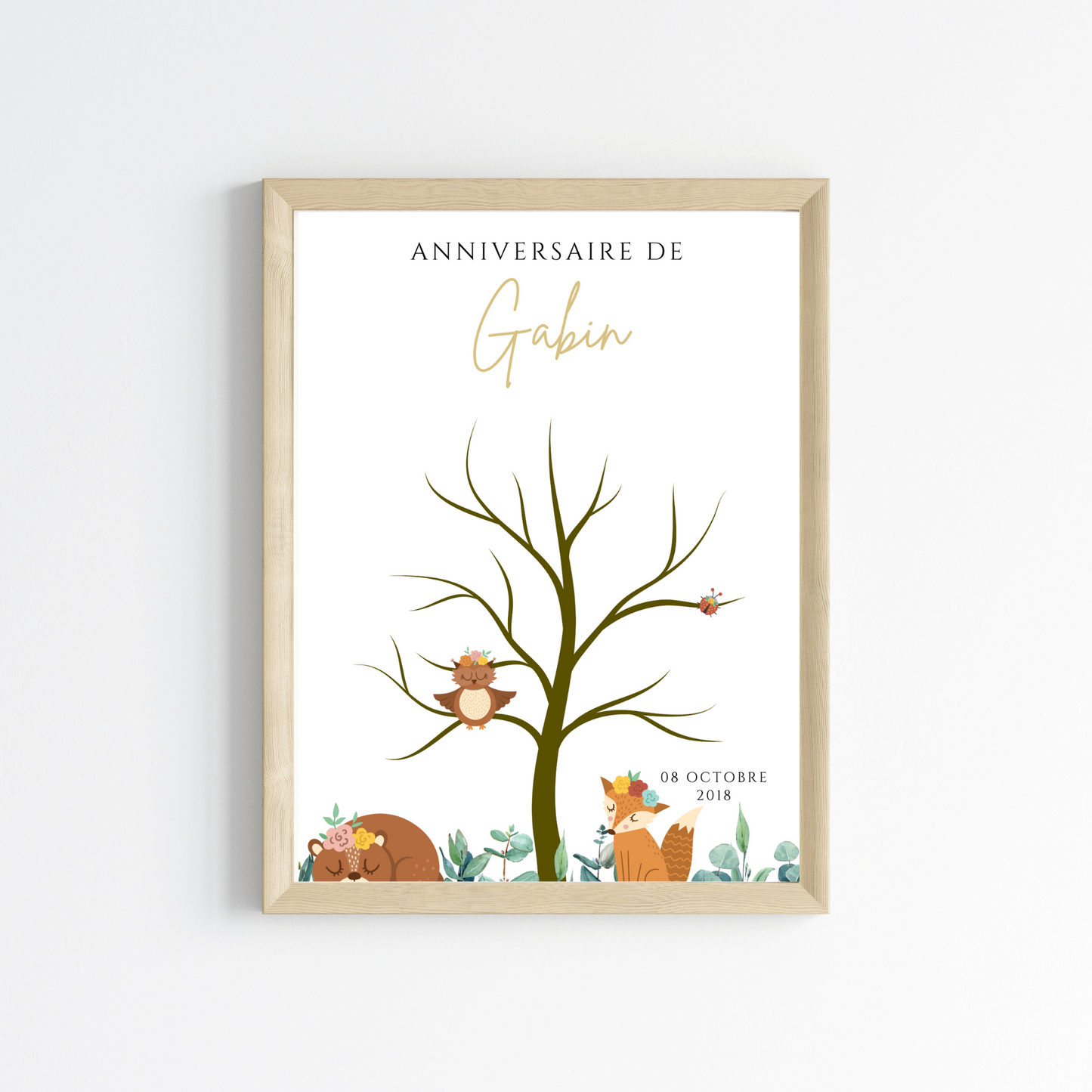 Arbre à empreintes personnalisé baptême / anniversaire - Affiche à télécharger par le Temps des Paillettes - Le Temps des Paillettes