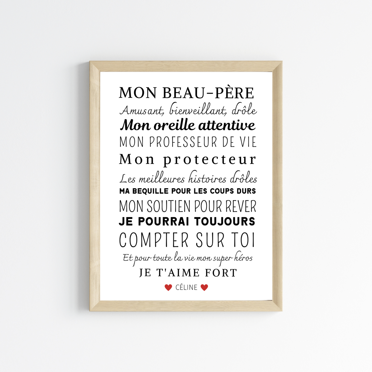 Affiche beau père personnalisée - Cadeau beau papa personnalisée - Cadeau fête des pères par Le Temps des Paillettes - Le Temps des Paillettes