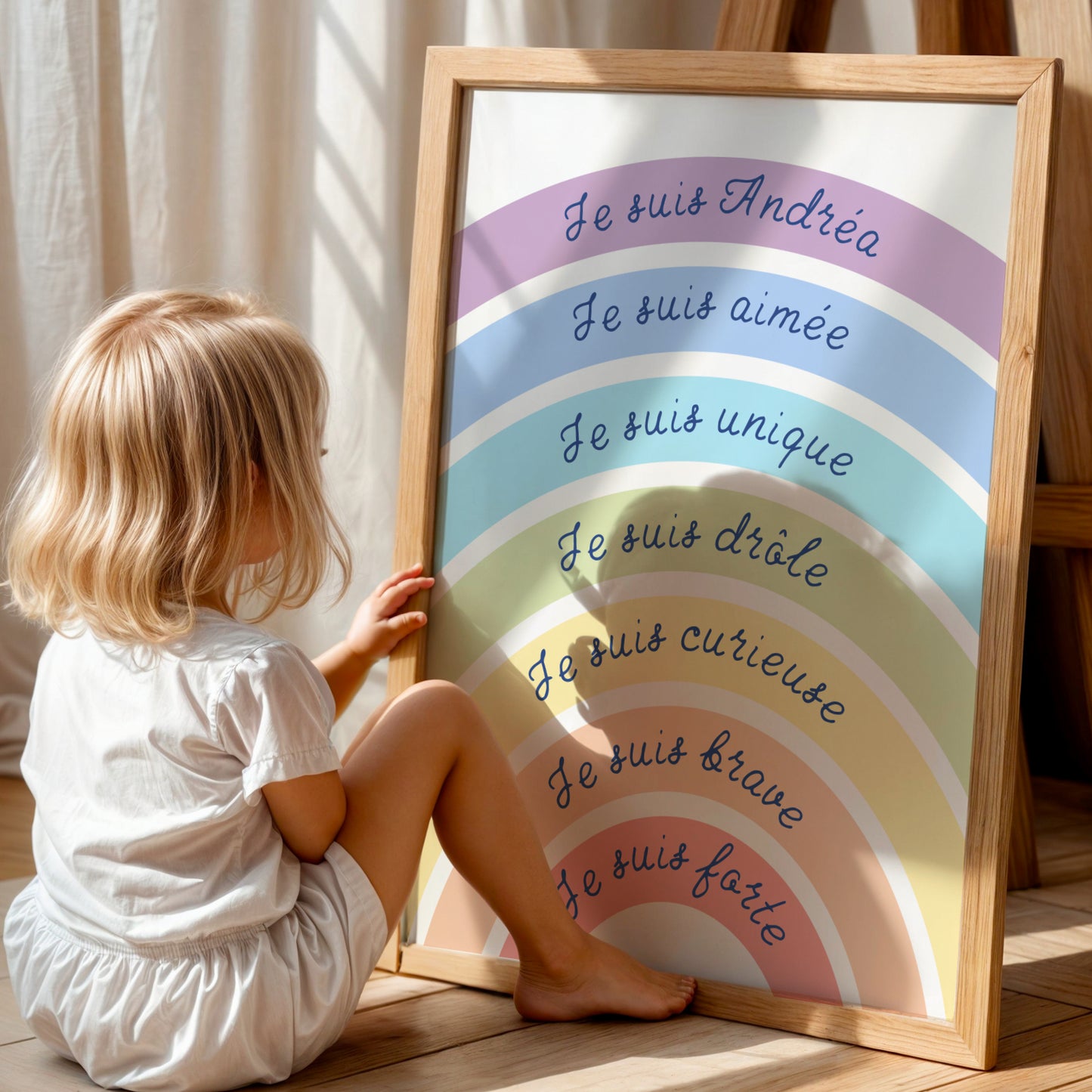 Affiche Affirmations Positives Enfant arc-en-ciel - Décoration Murale Chambre Bébé - Poster motivation pour enfant