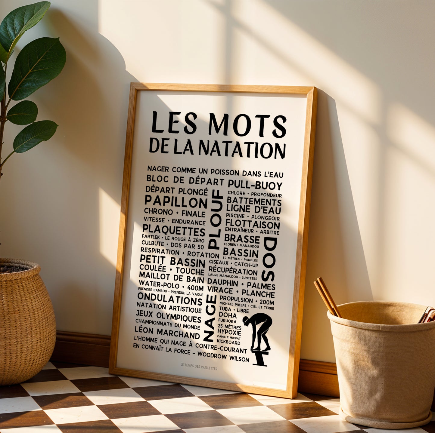 Affiche La Natation - Poster mots et expressions nage