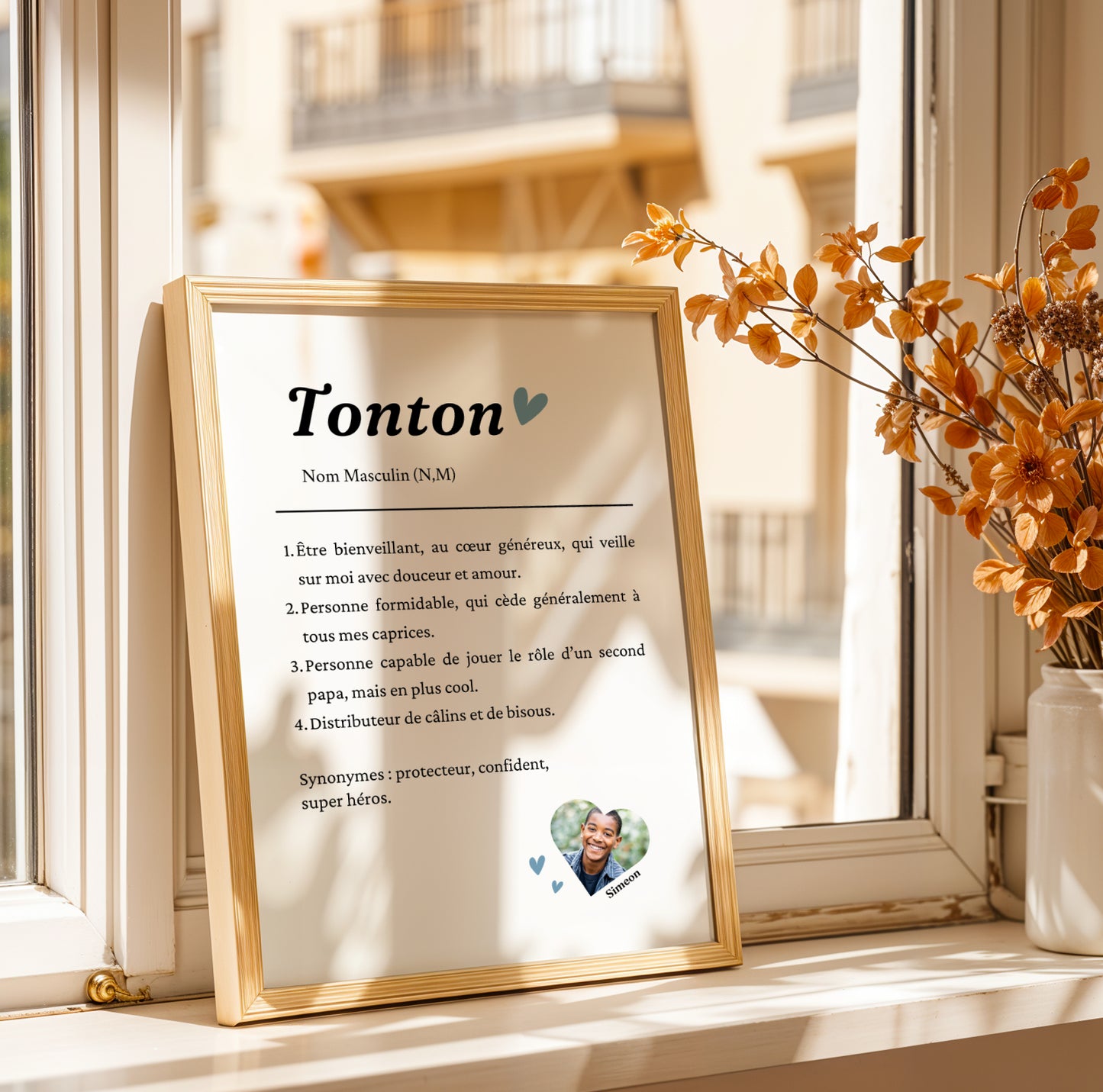 Affiche définition tonton avec photo - Poster personnalisé pour oncle