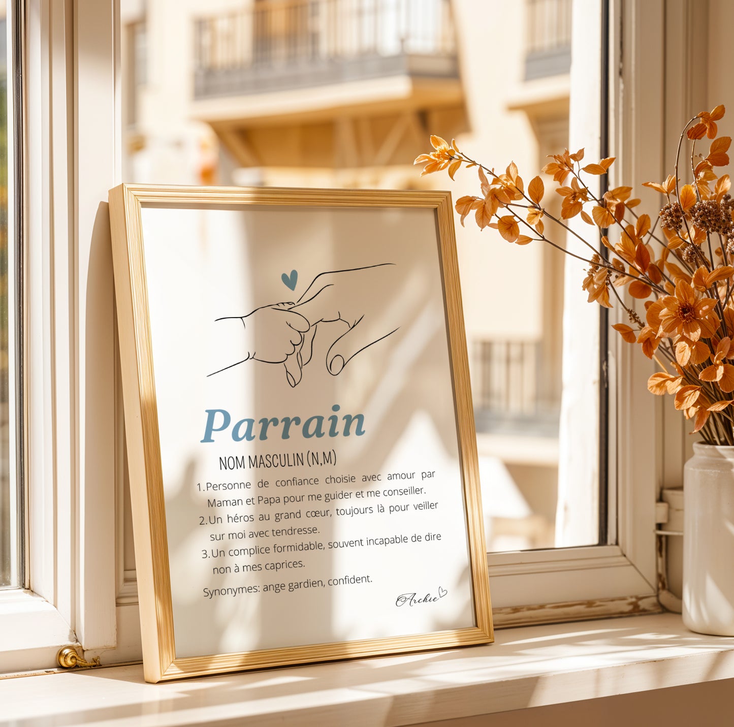 Affiche Définition Parrain Personnalisée – Veux-tu être mon Parrain ? – Cadeau Baptême ou Demande Parrain