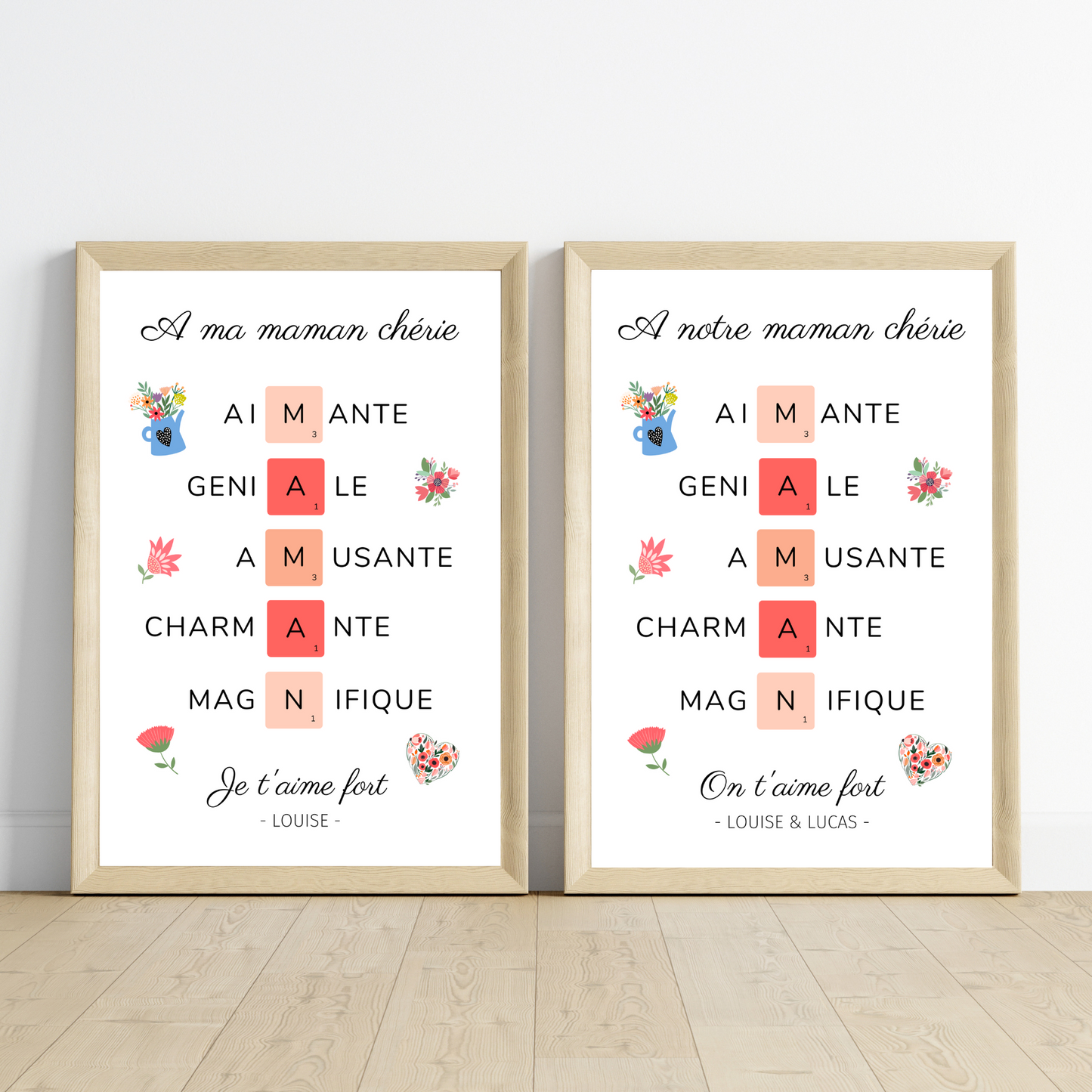 Affiche maman scrabble personnalisée - Cadeau fête des mères - cadeau pour maman par Le Temps des Paillettes - Le Temps des Paillettes