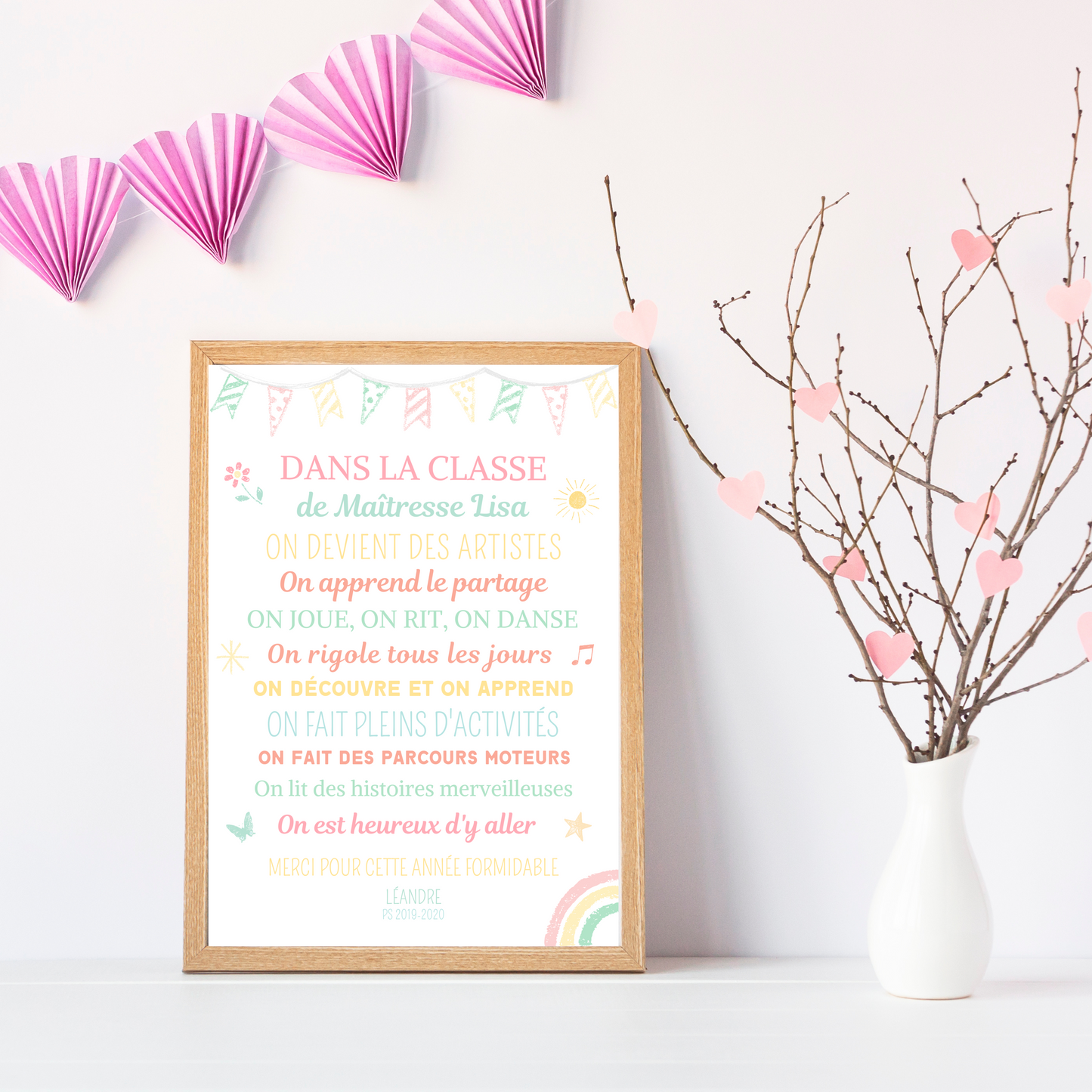 Affiche personnalisée Maitresse - Cadeau salle de classe - fin d'année scolaire personnalisable par Le Temps des Paillettes - Le Temps des Paillettes