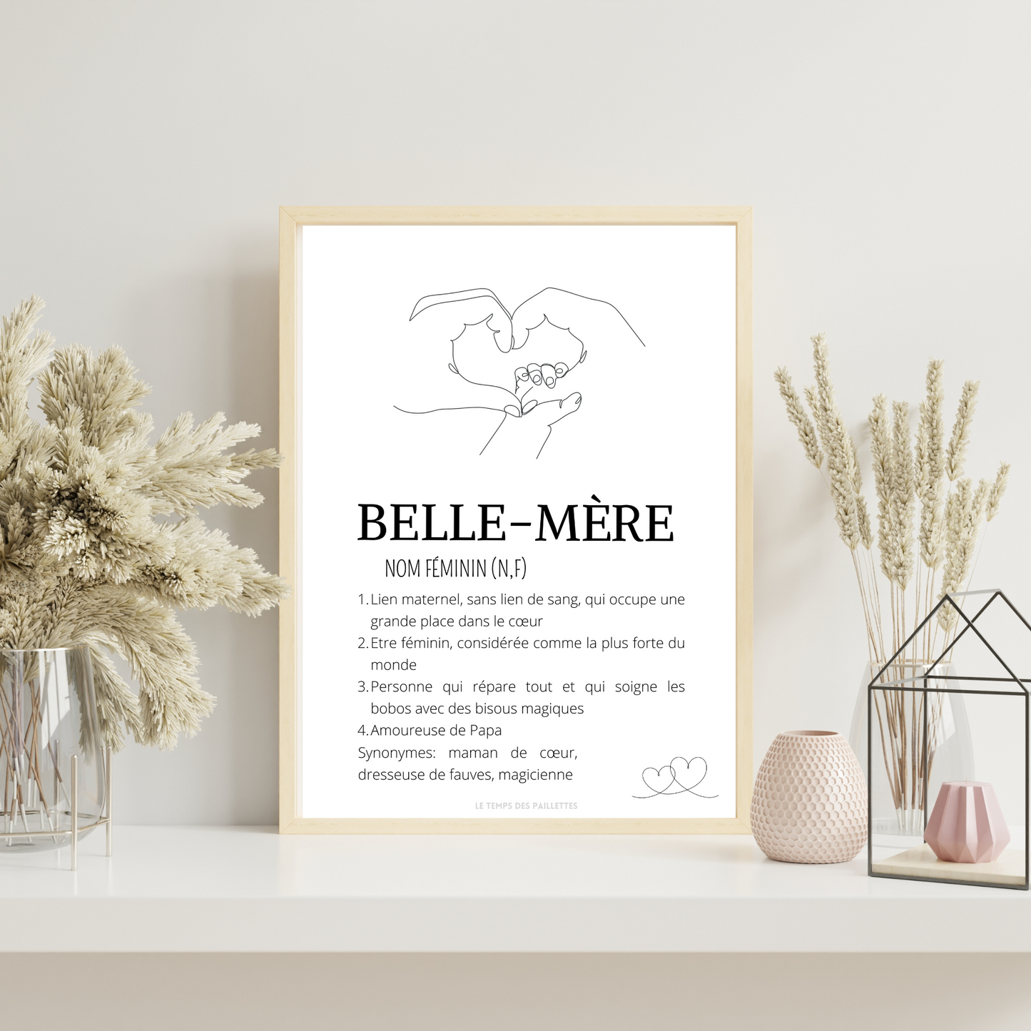 Affiche Définition belle mère personnalisée - Cadeau fête des mères - cadeau pour belle maman par Le Temps des Paillettes - Le Temps des Paillettes