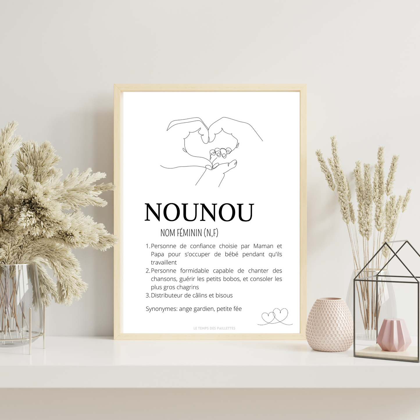 Affiche définition nounou personnalisé - Poster merci nounou - Cadeau personnalisé nounou par Le Temps des Paillettes - Le Temps des Paillettes