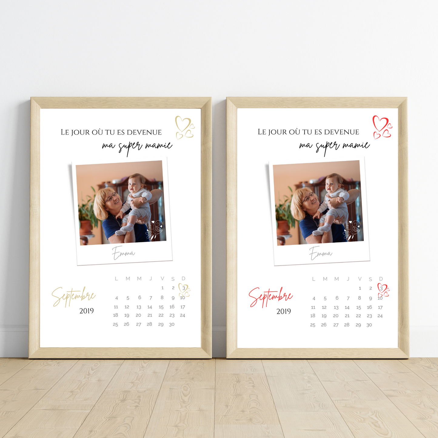 Affiche mamie et date de naissance - Affiche mamie personnalisée avec photo - cadeau mamie et petits enfants par Le Temps des Paillettes - Le Temps des Paillettes
