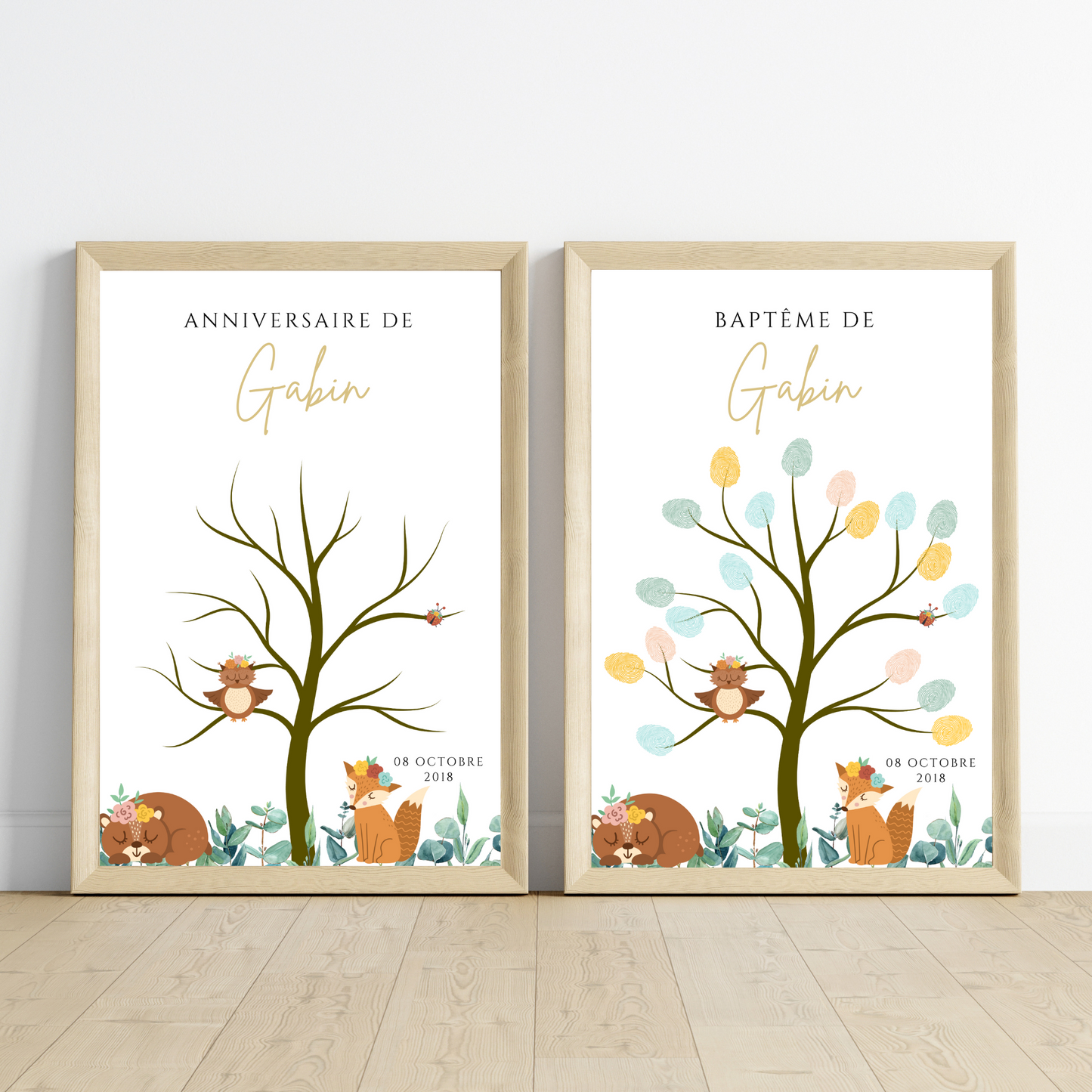 Arbre à empreintes personnalisé baptême / anniversaire - Affiche à télécharger par le Temps des Paillettes - Le Temps des Paillettes