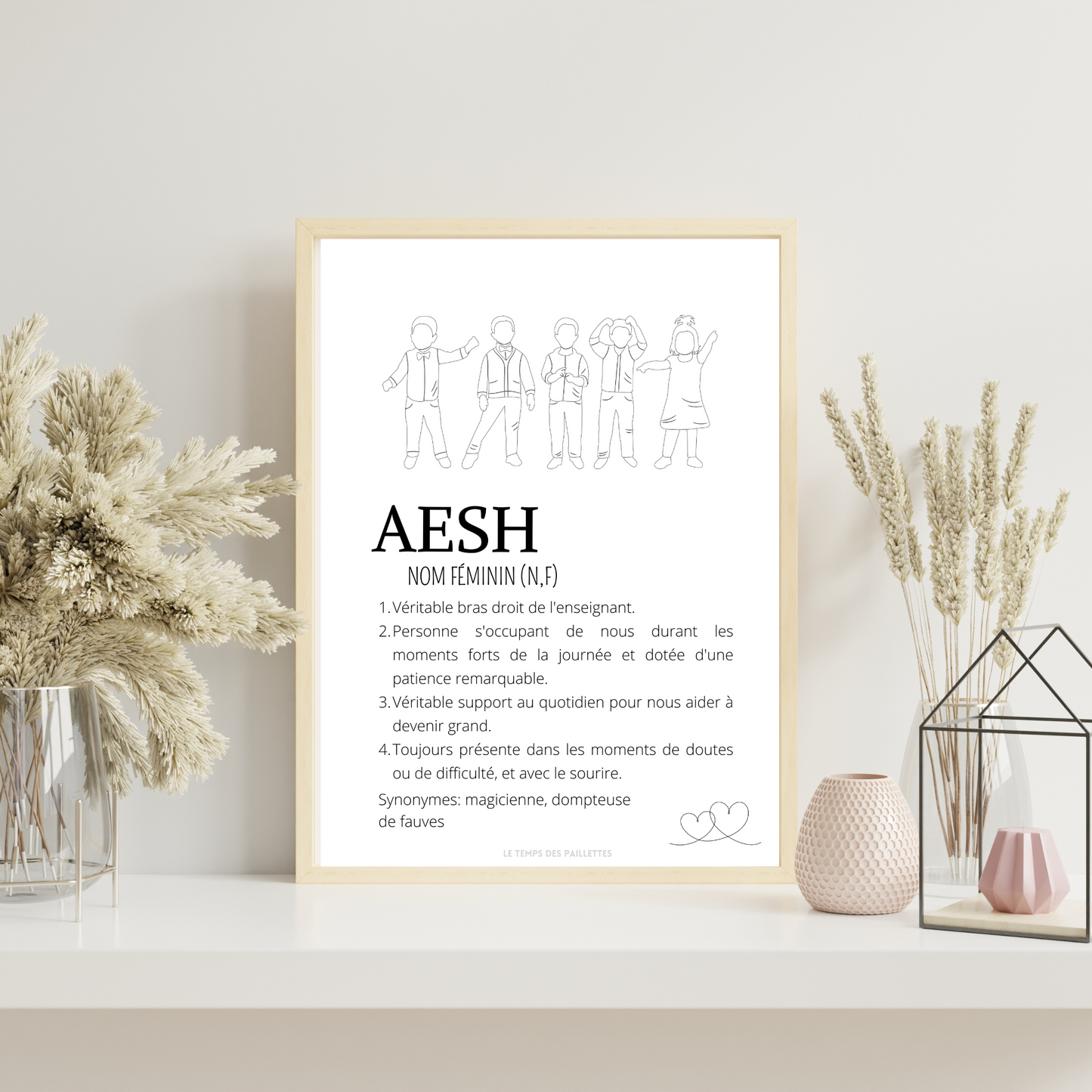 Affiche définition AESH personnalisée - cadeau AESH personnalisée - cadre AESH par Le Temps des Paillettes - Le Temps des Paillettes
