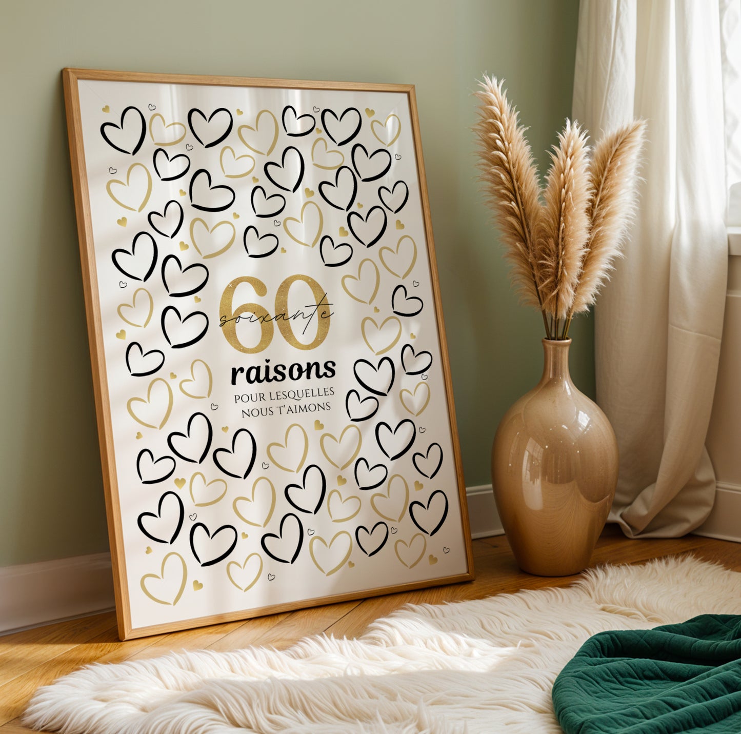 Affiche 60 coeurs à remplir, Carte Joyeux Anniversaire