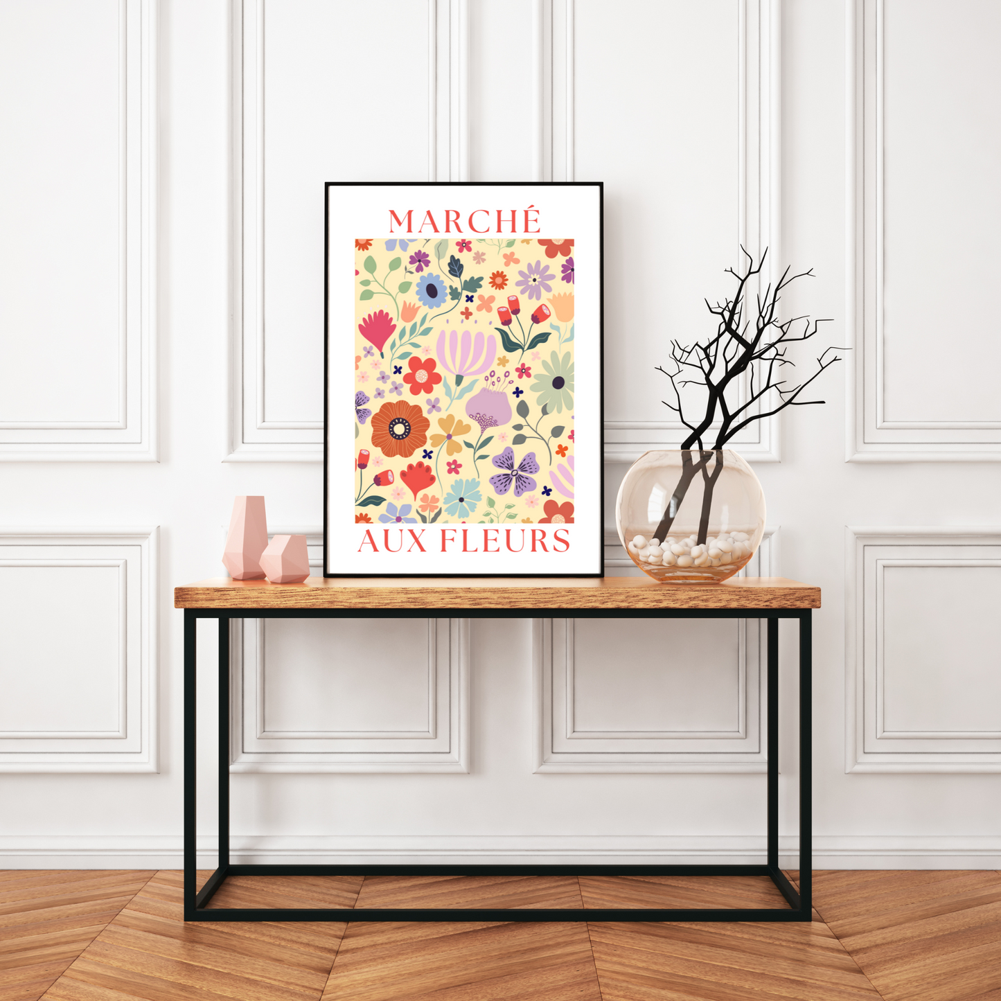 Affiche Marché aux Fleurs - décoration fleurs par le Temps des Paillettes - Le Temps des Paillettes