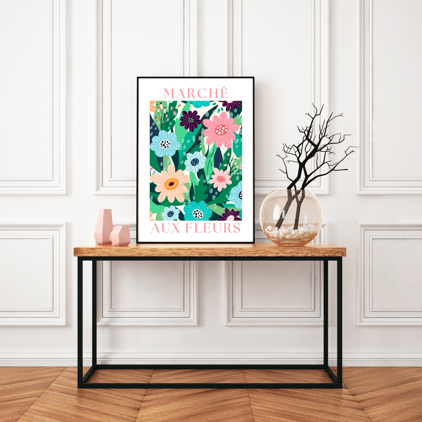 Affiche Marché aux Fleurs - décoration fleurs par le Temps des Paillettes - Le Temps des Paillettes
